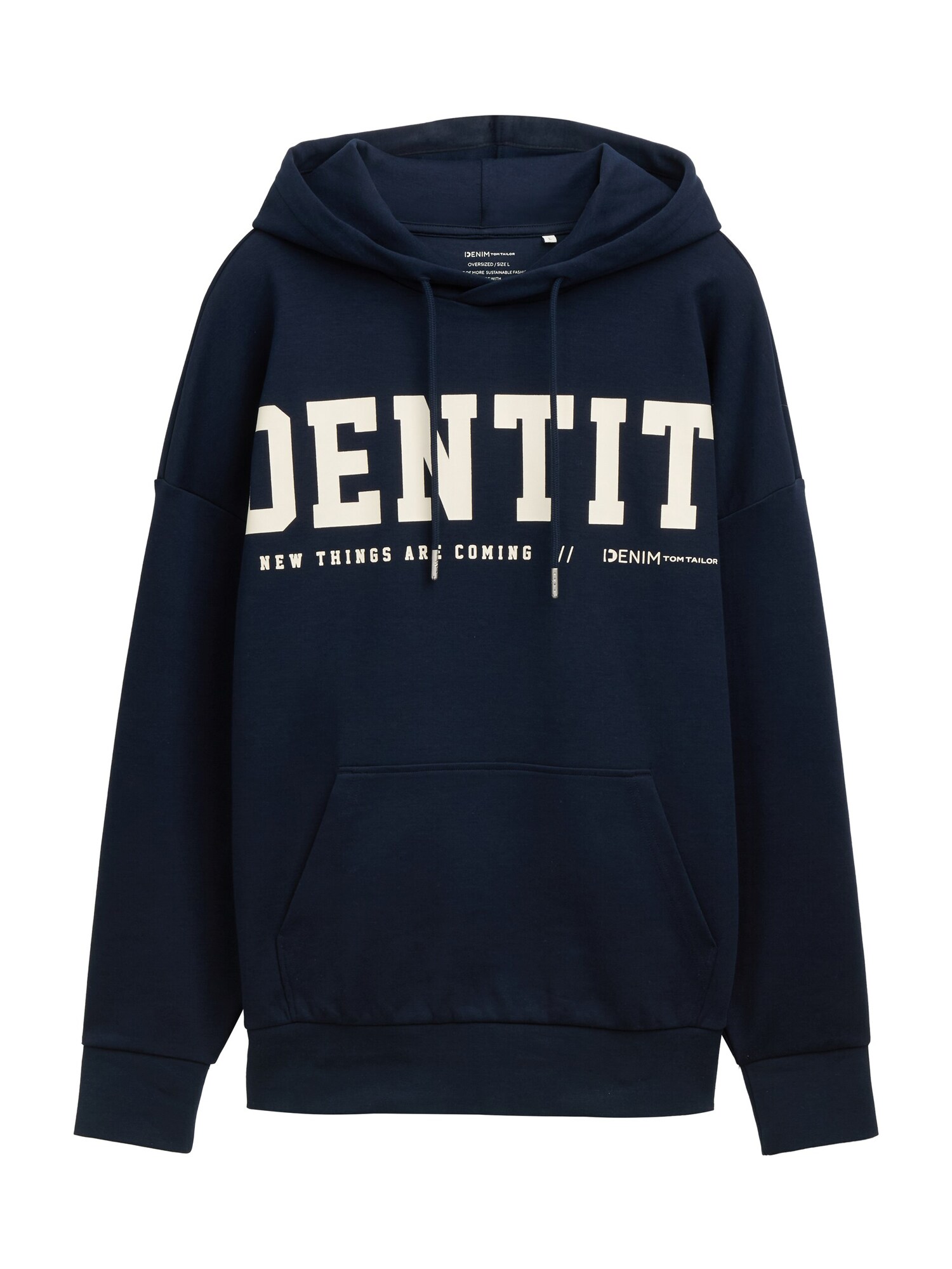 TOM TAILOR DENIM Tréning póló  sötétkék / fehér akciós termékkép 1