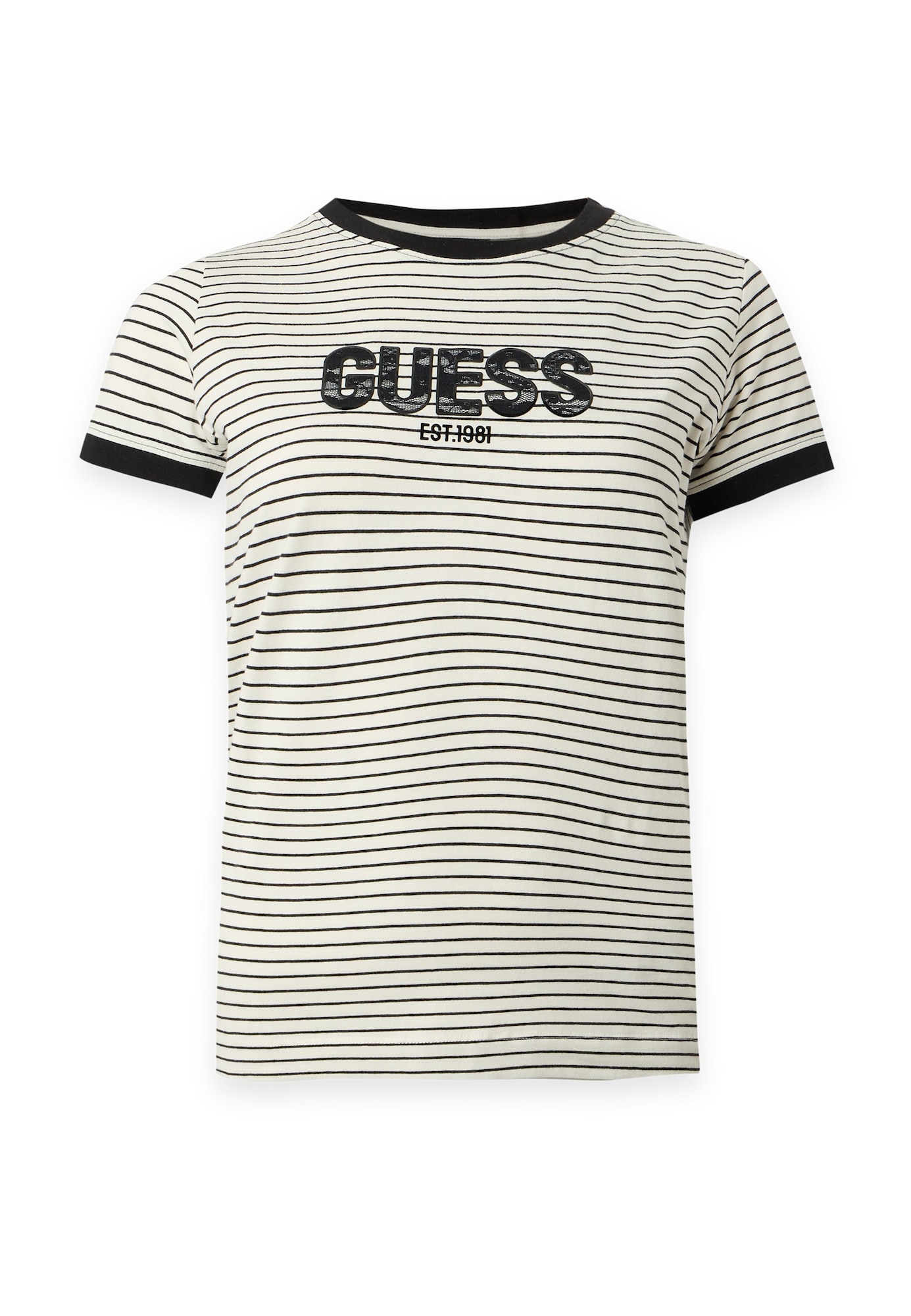 GUESS Camiseta  crema / negro