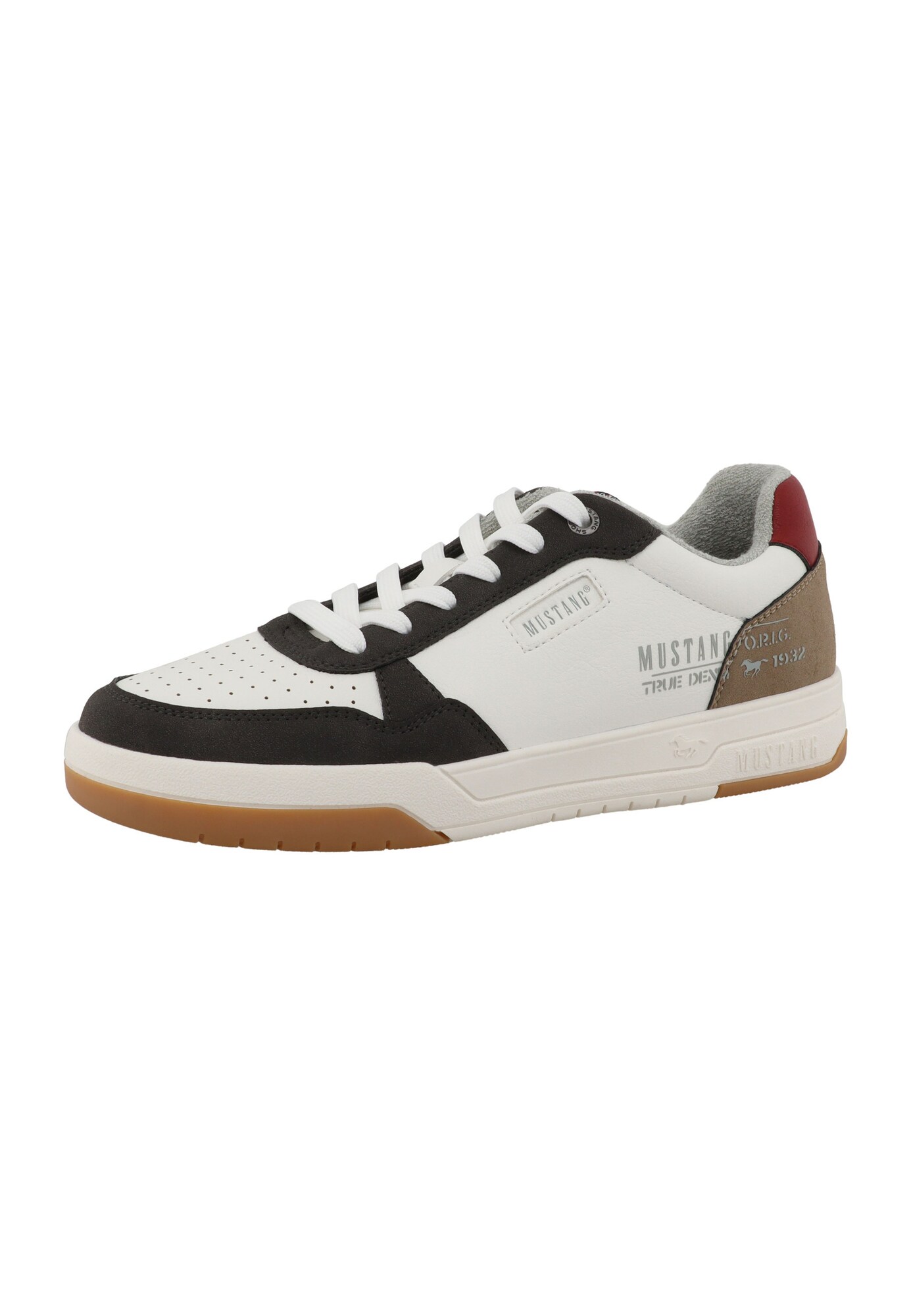 MUSTANG Sneaker low  negru / alb