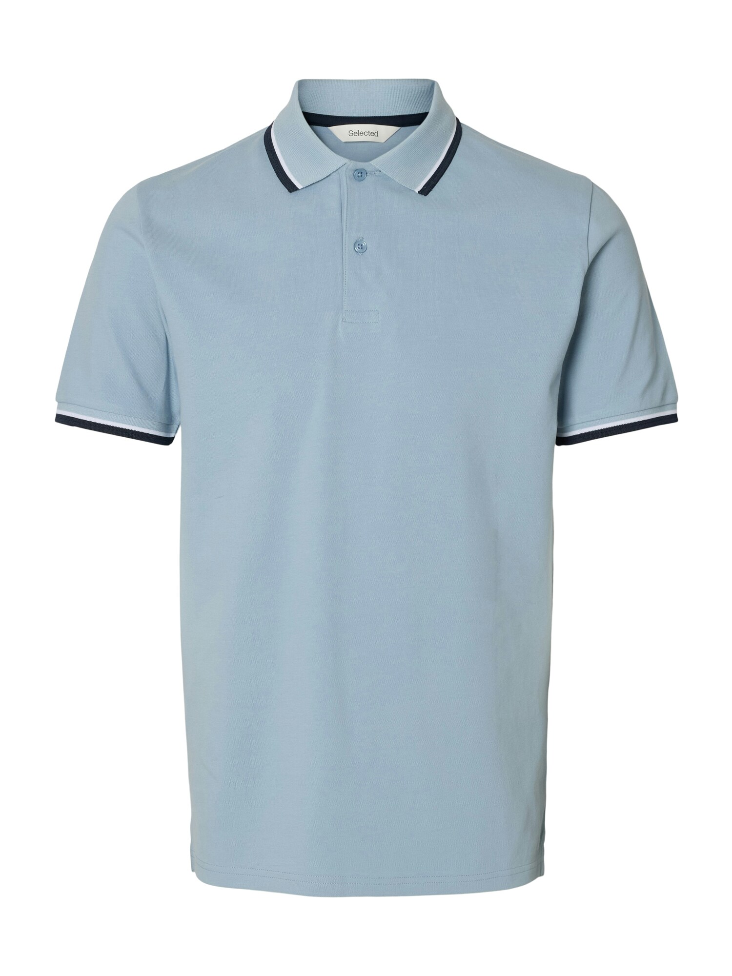 SELECTED Tricou SLHATLAS  bleumarin / albastru fumuriu / alb