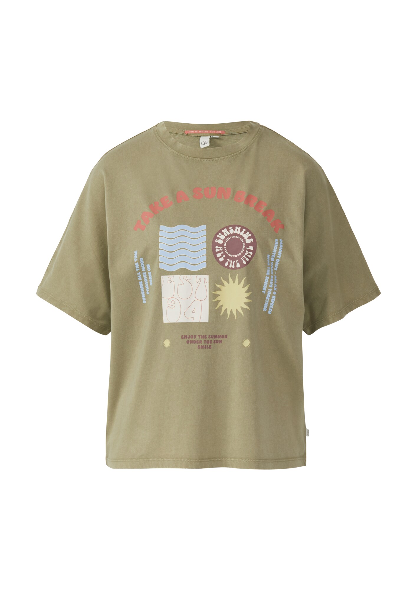 Qs Shirt Lichtblauw / Lichtgeel / Olijfgroen / Pastelrood