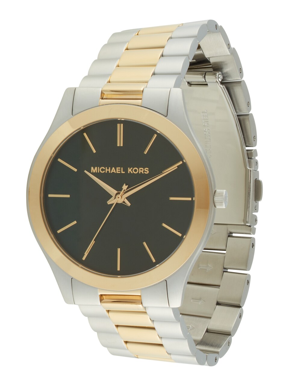 Analog klocka 'SLIM RUNWAY' guld / smaragd