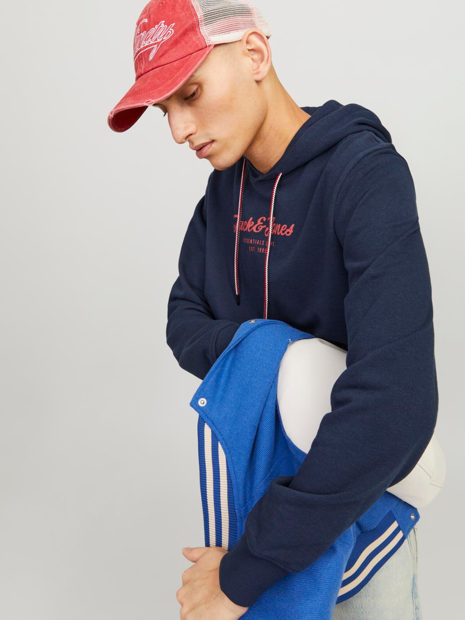 JACK & JONES Mikina 'JJHenry' námornícka modrá / melónová (obrázok 6)