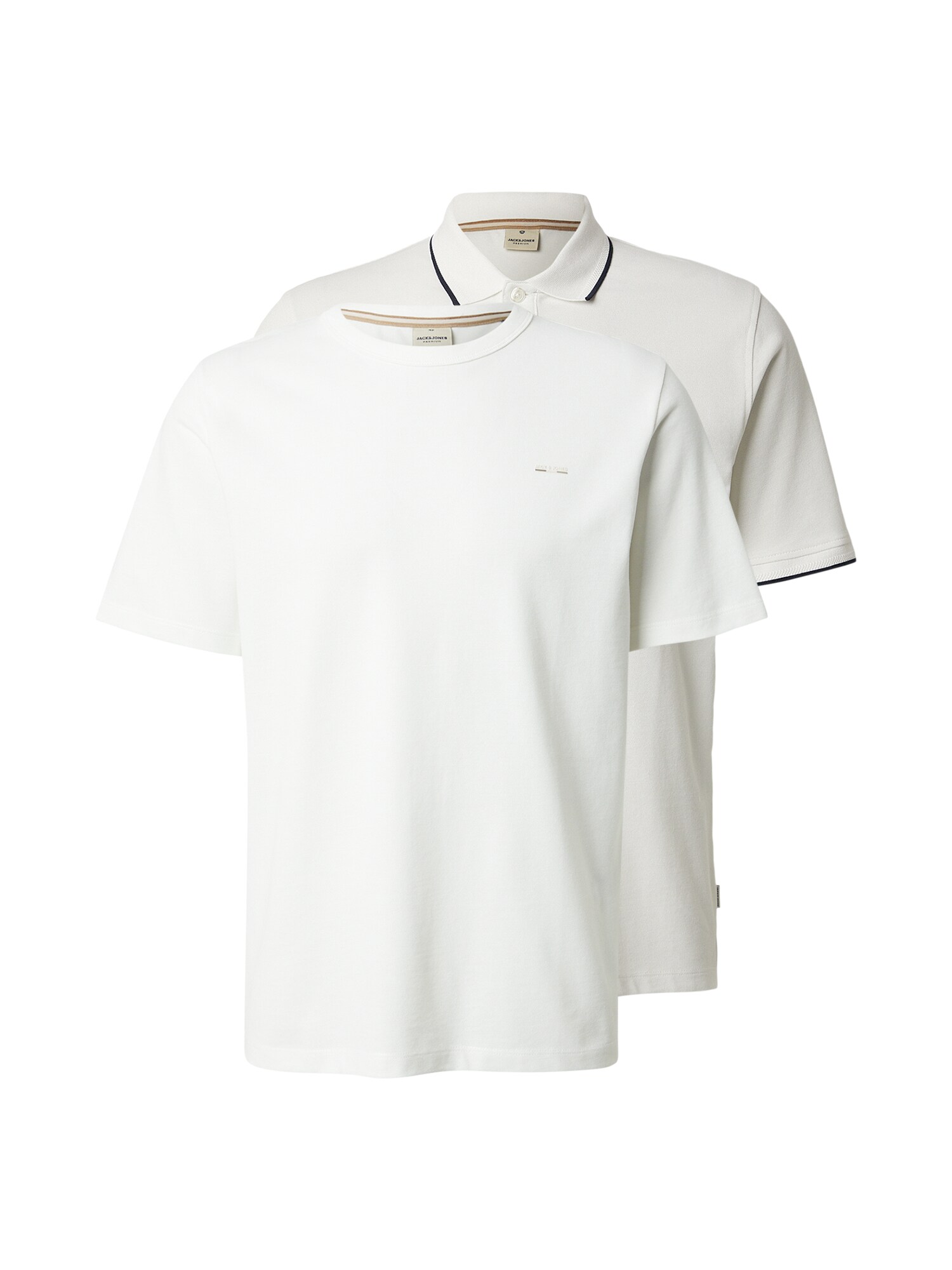 Jack & Jones Premium Tricou JPRBLUALVES  gri deschis / alb