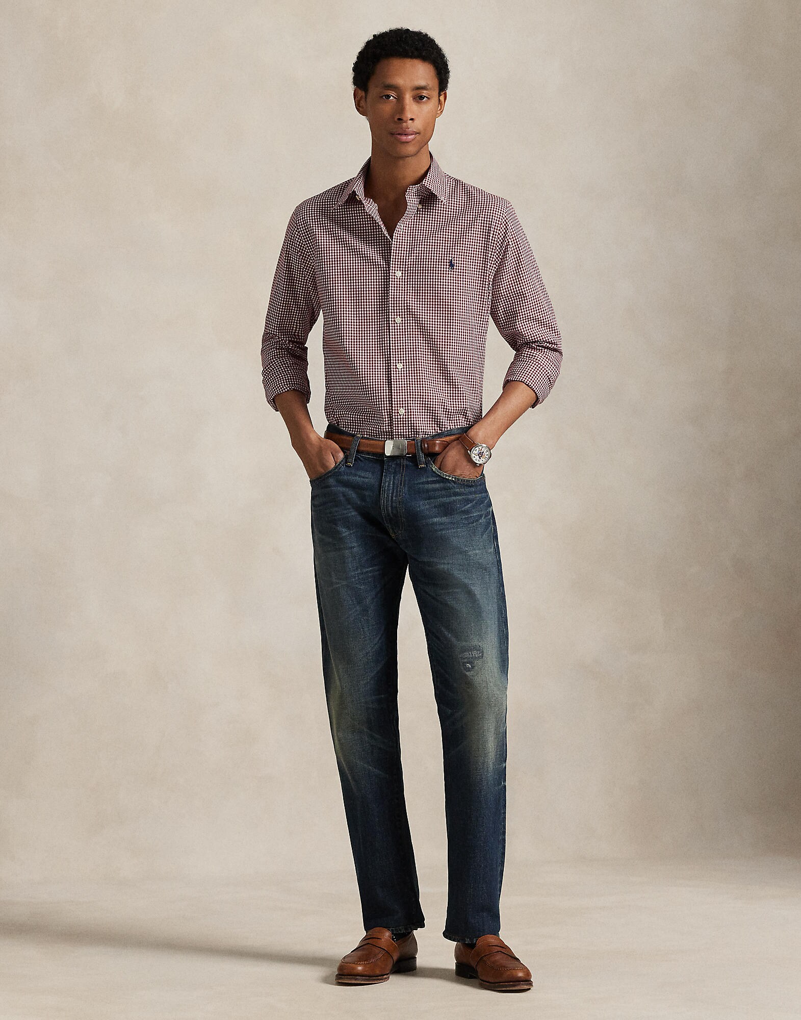Polo Ralph Lauren Camisa rojo vino / blanco – imagen 4