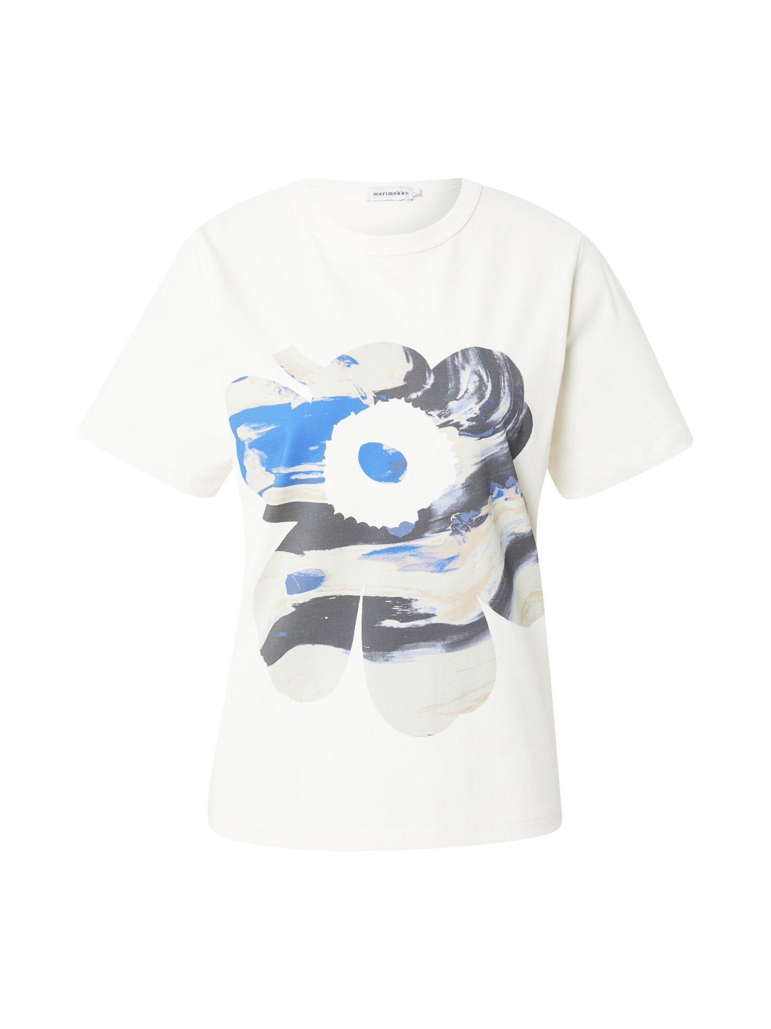 Marimekko Marškinėliai 'HYVIKE' balta / mėlyna / smėlio spalva