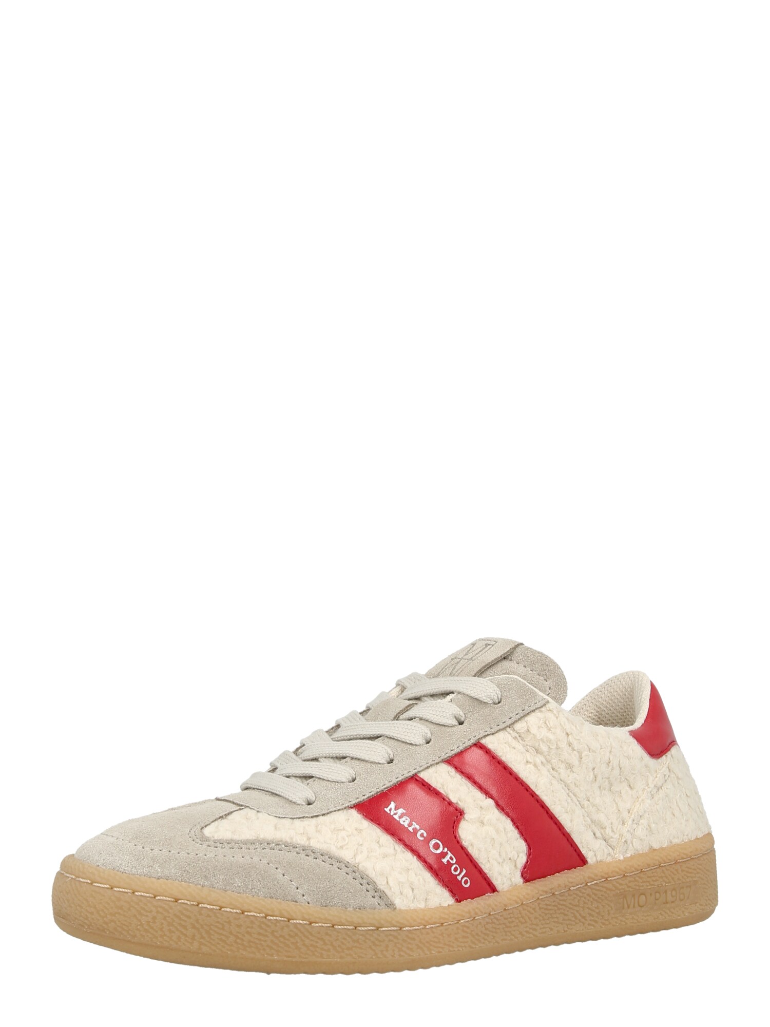 Marc O'Polo Sneaker low 'Court'  gri taupe / roșu / alb natural