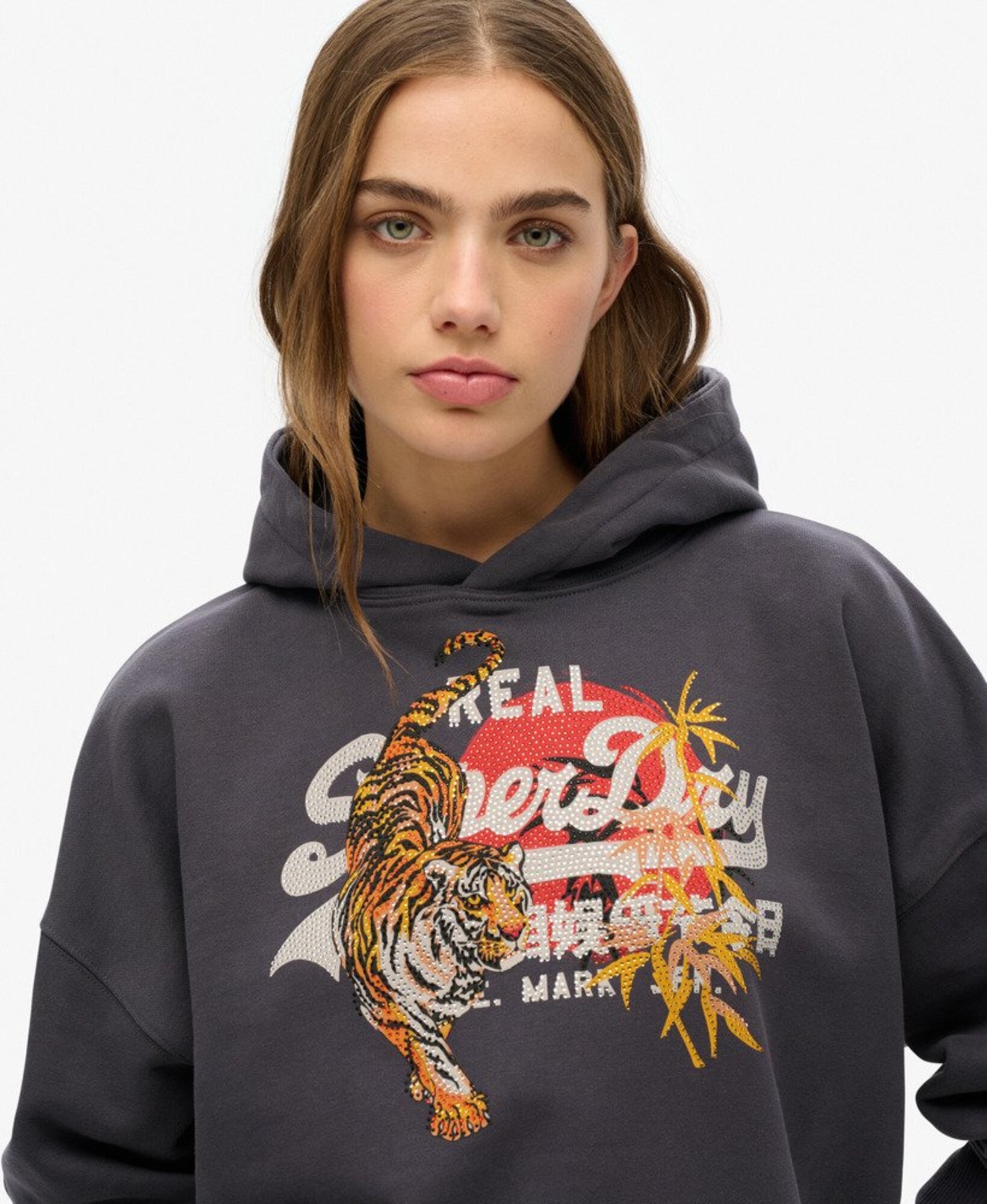 Superdry & Co Mikina 'Tokyo' tmavosivá / oranžová / tmavooranžová / biela (obrázok 4)