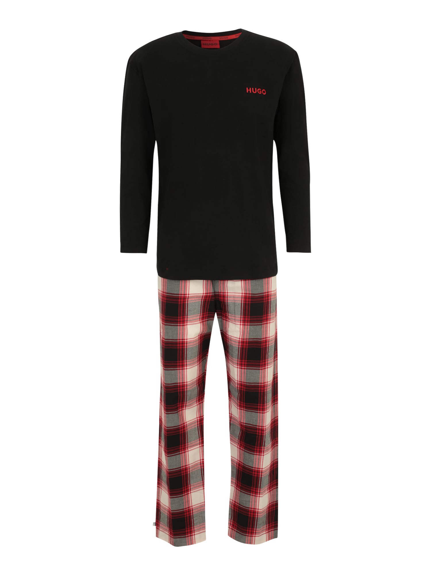 HUGO Dlhé pyžamo  červená / čierna / biela
