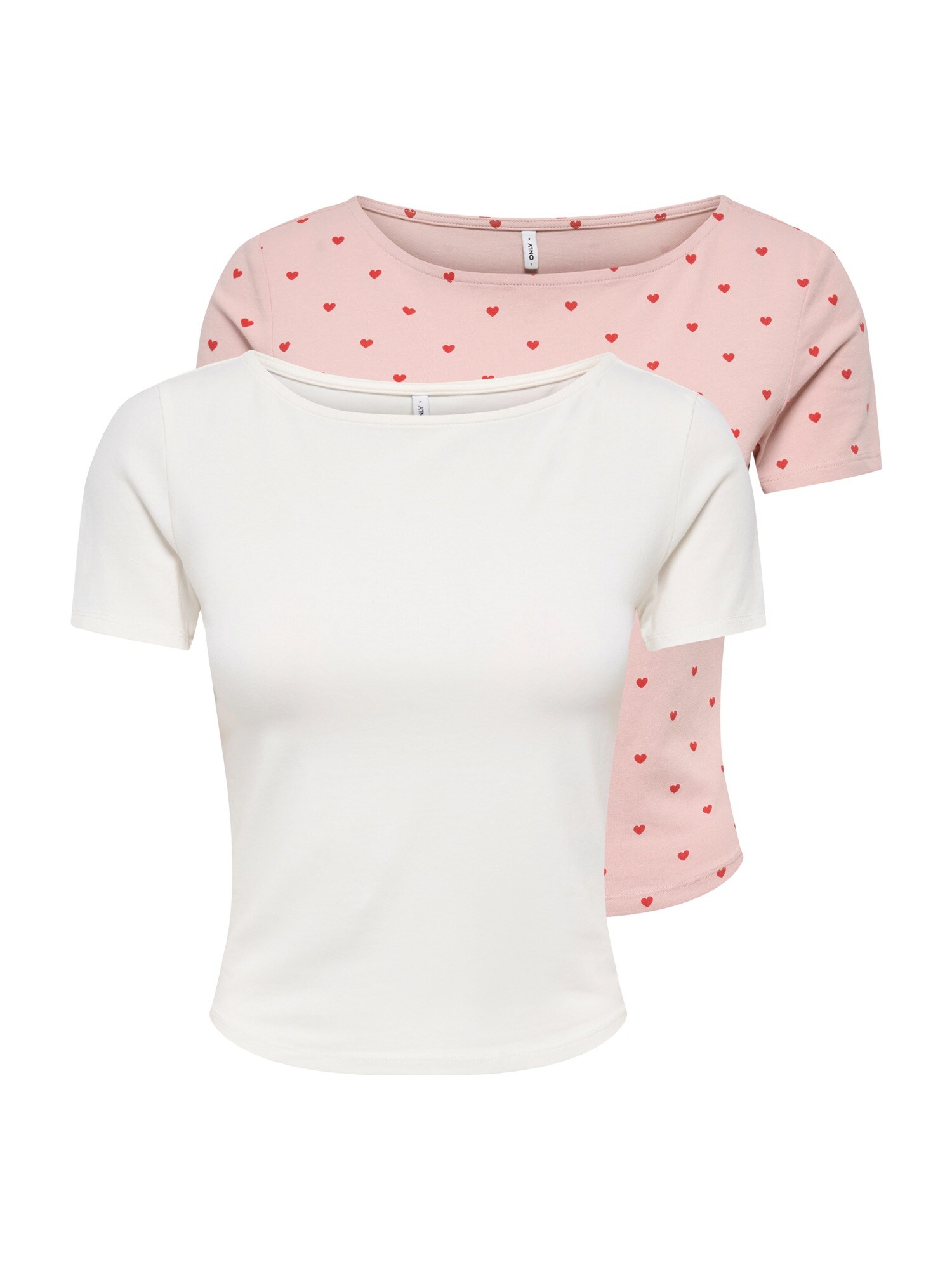 ONLY Tricou 'ONLSUSAN'  roz / roşu închis / alb murdar