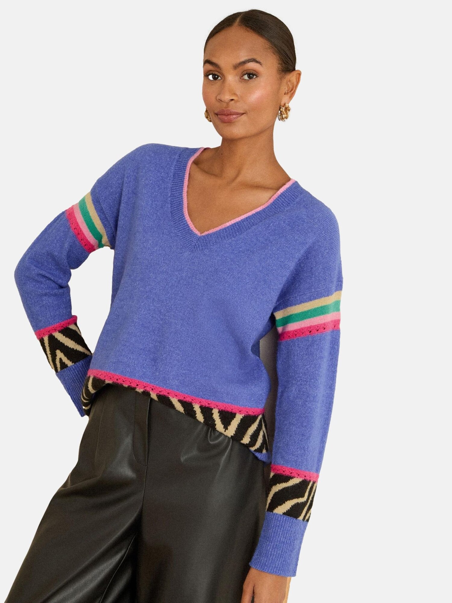 love & roses Pulover  indigo / verde / roz / negru