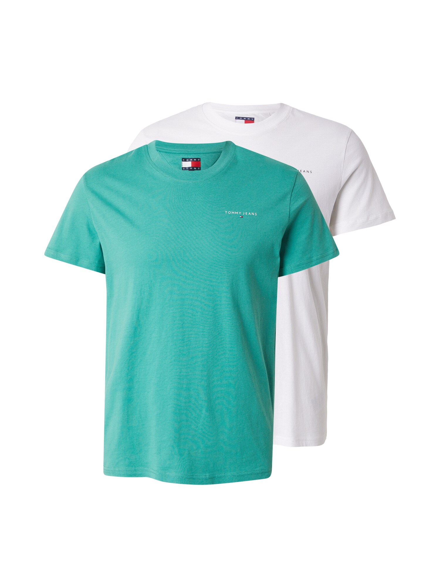 Tommy Jeans Tricou  verde smarald / alb