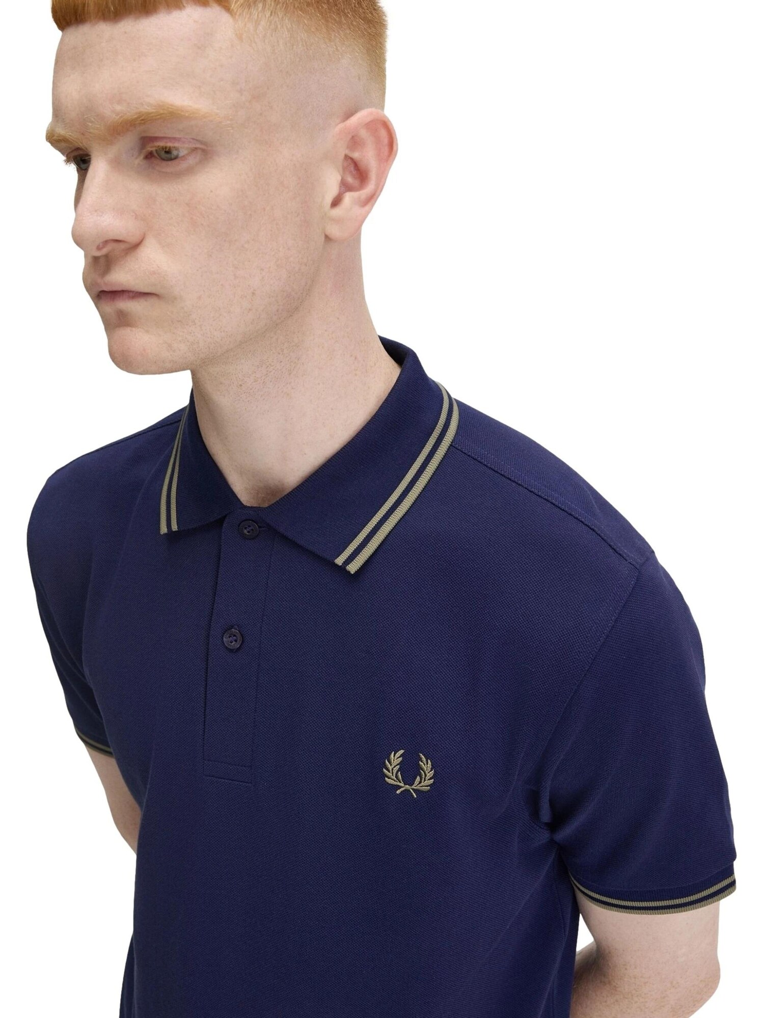 Fred Perry Camiseta 'Polo fred perry marino/verde twin tipped shirt'  azul – imagen 4