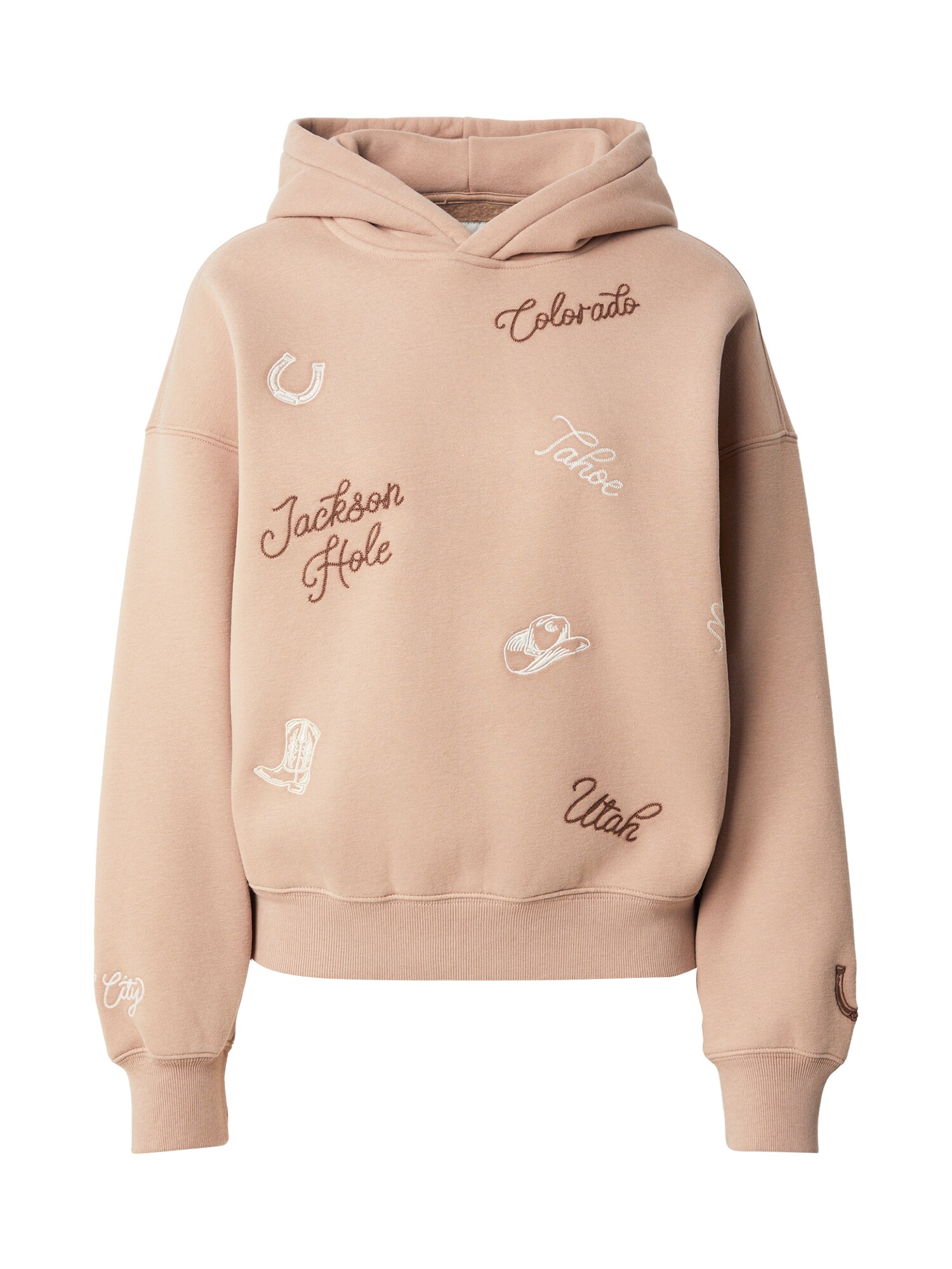 Abercrombie & Fitch Bluză de molton  maro / maro cappuccino / alb