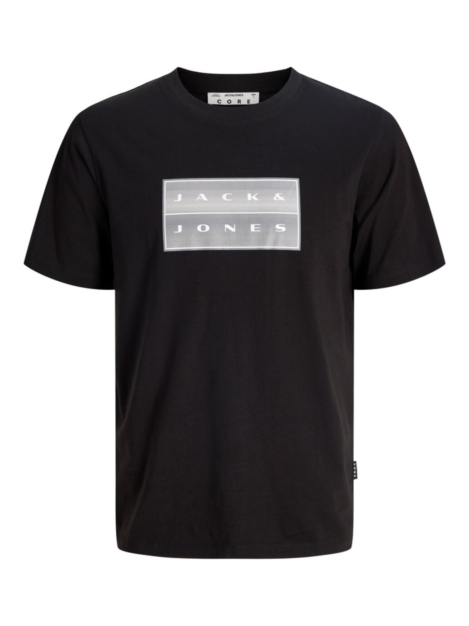 Jack & Jones Plus Tričko 'JCOFUSION'  sivá / čierna / biela