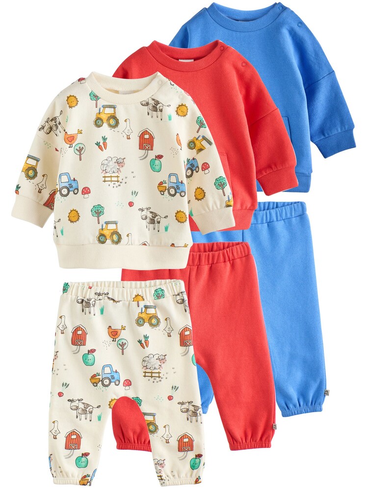 Next Set Jungen Größe 80 hellblau / oliv / rot / weiß