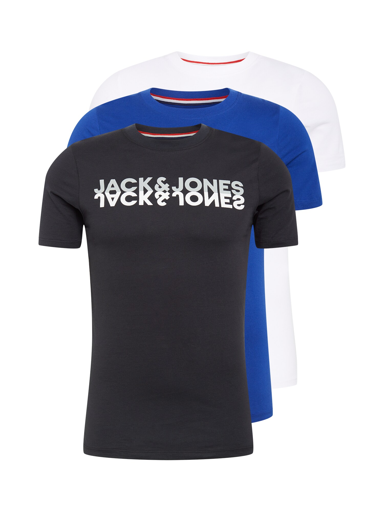 JACK & JONES Marškinėliai  juoda / sodri mėlyna („karališka“) / balta