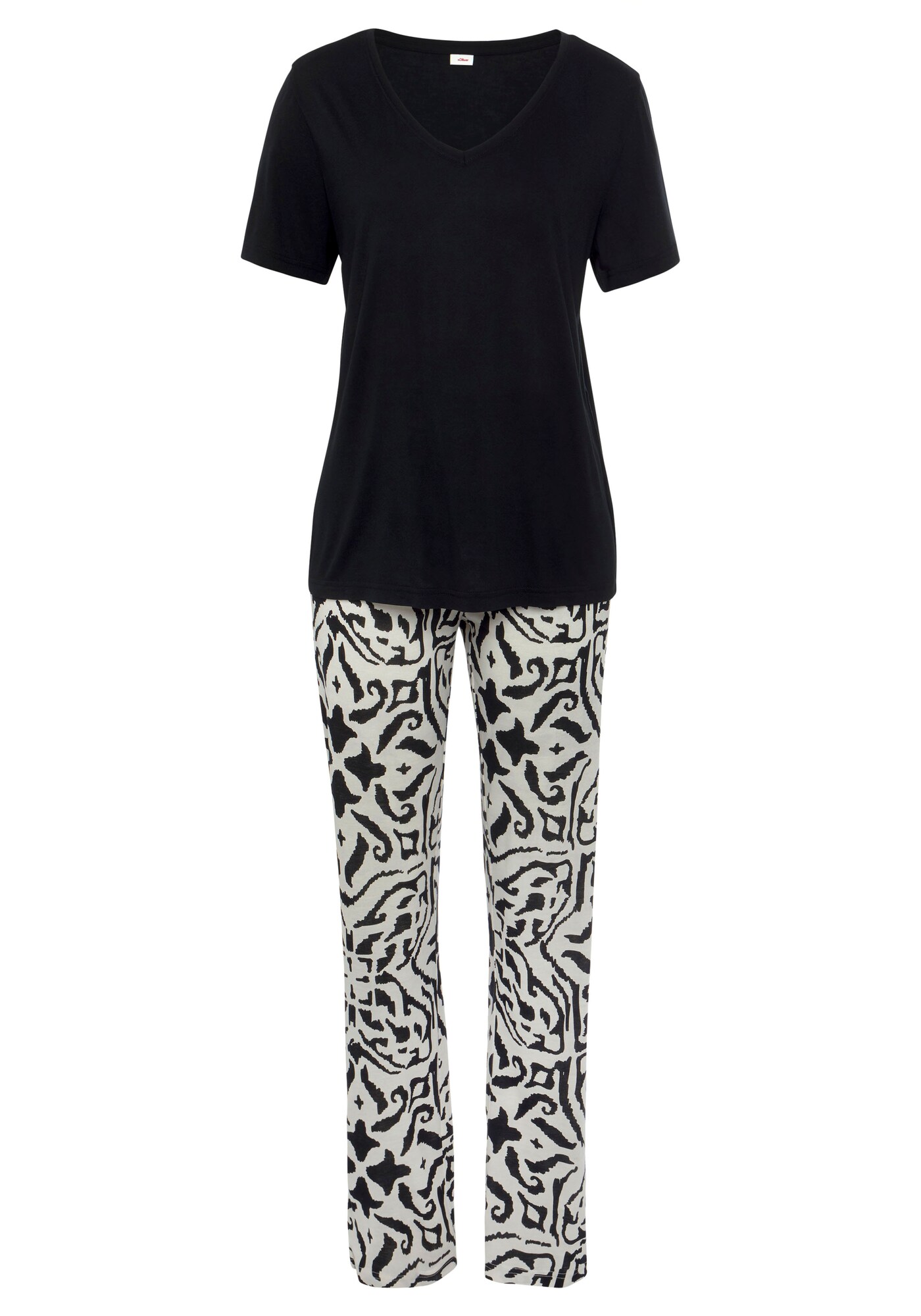 s.Oliver Pijama  negru / alb