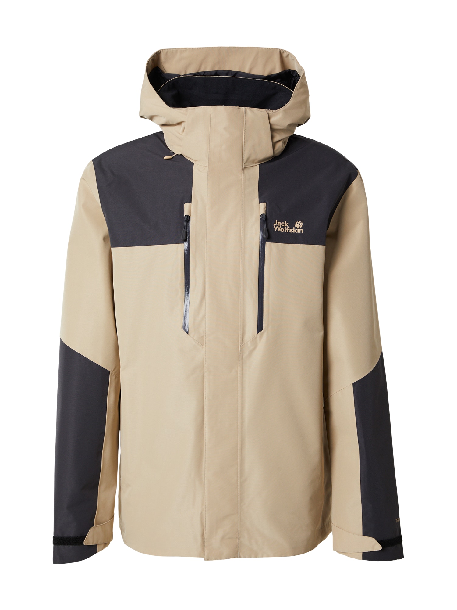 JACK WOLFSKIN Outdoorová bunda 'JASPER'  svetlohnedá / čierna