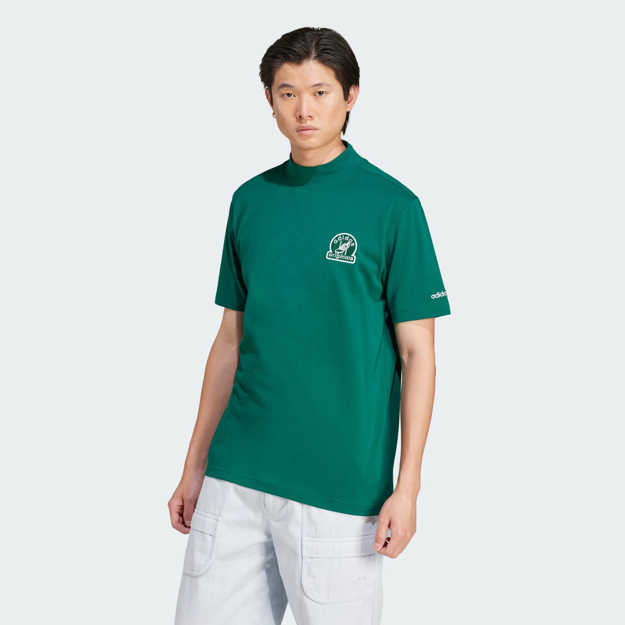 ADIDAS ORIGINALS Póló  sötétzöld / fehér termék 2. képe