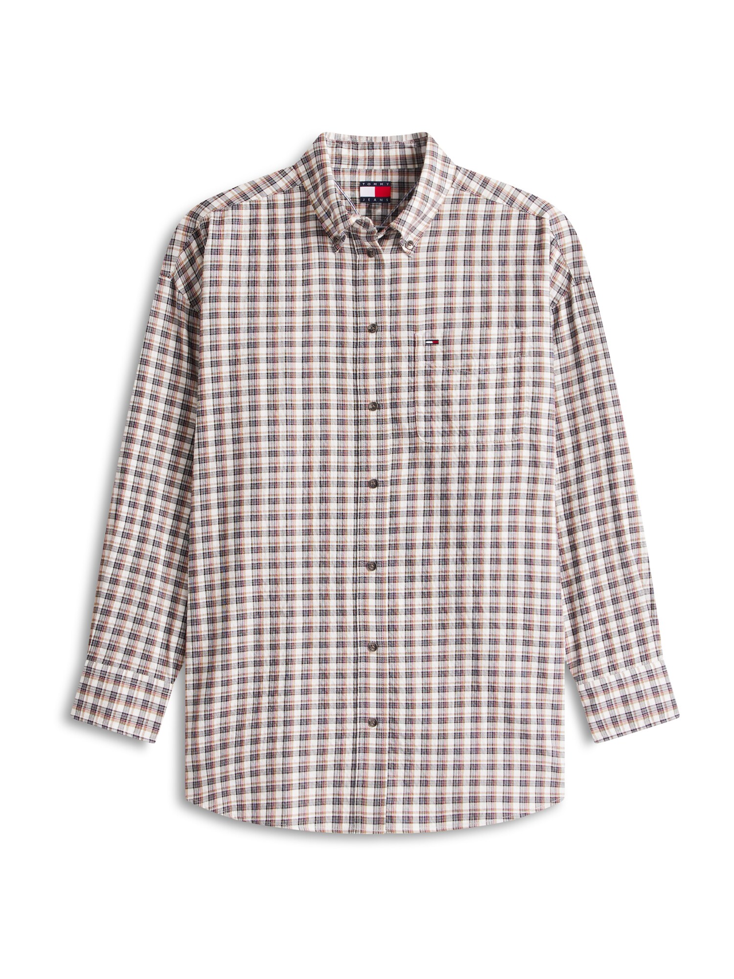 Tommy Jeans Bluză  crem / maro deschis / gri închis / roşu închis