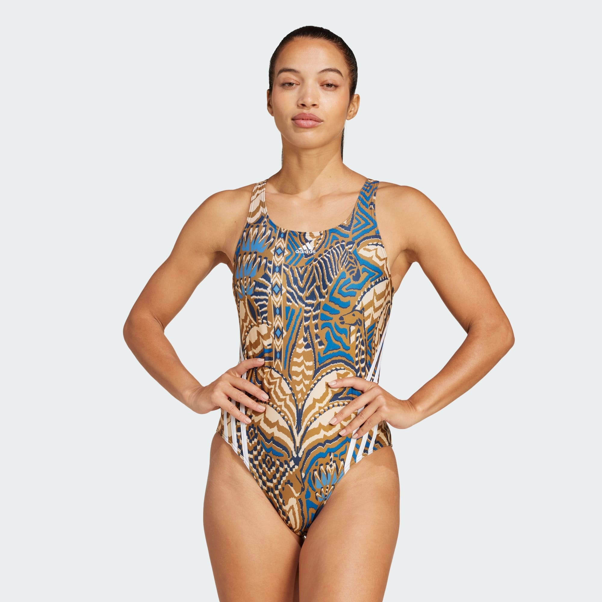ADIDAS SPORTSWEAR Sport fürdőruhák 'x FARM Rio' kék / okker / fekete / fehér termék 2. képe