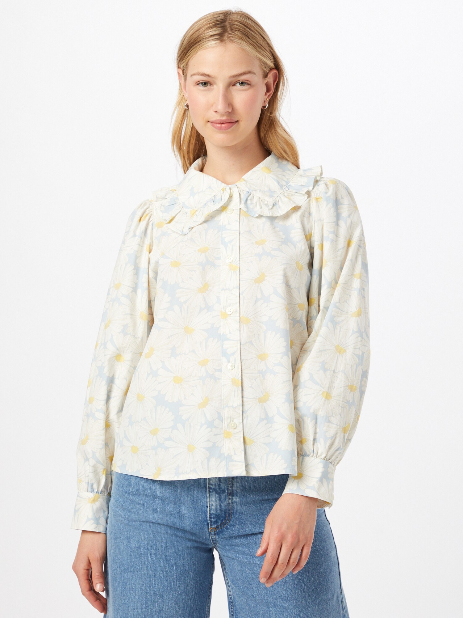 LEVI'S ® Blúz 'Karina Collar Blouse'  világoskék / sárga / fehér termék 2. képe