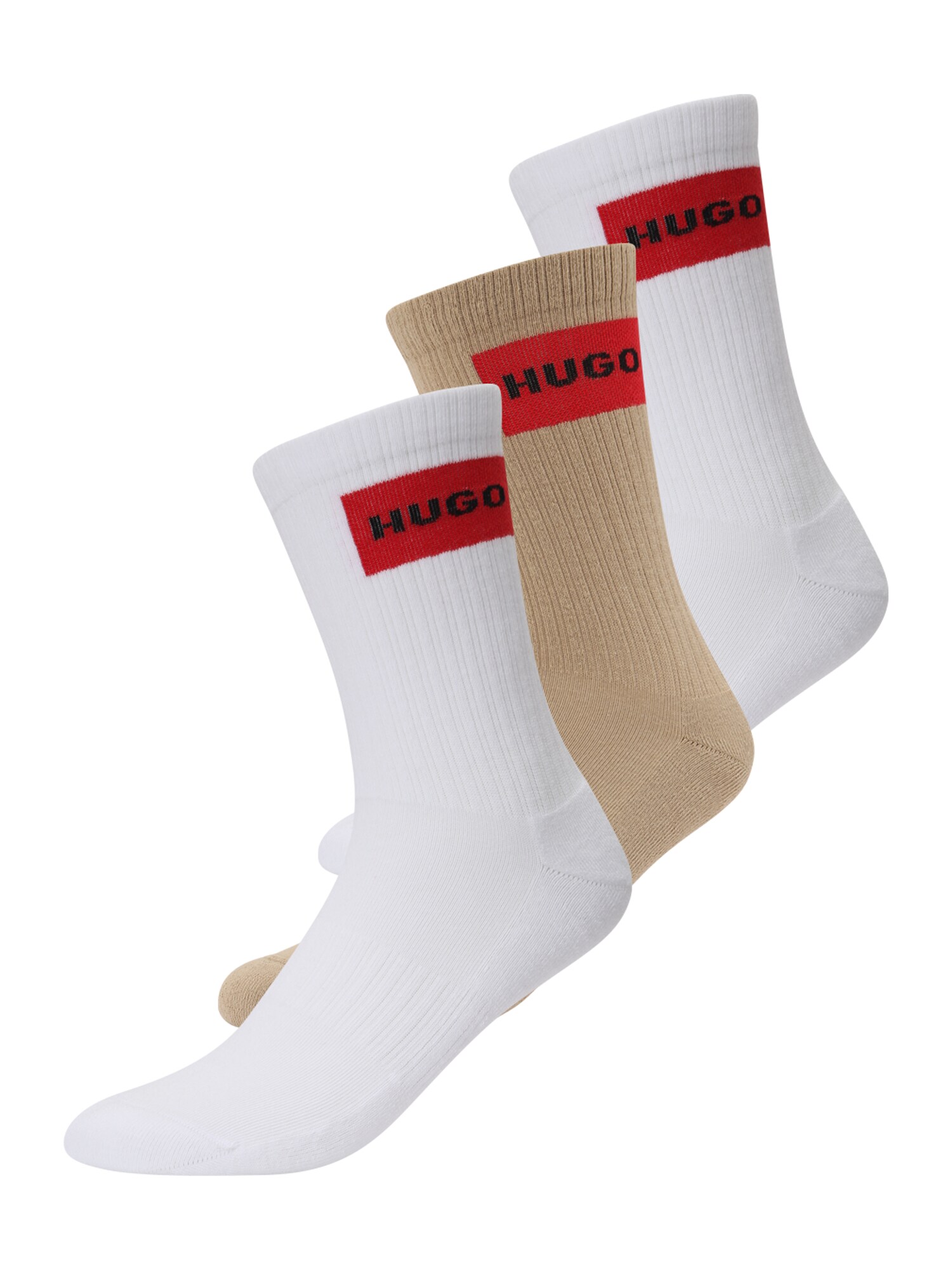 HUGO Șosete  bej închis / roșu / negru / alb