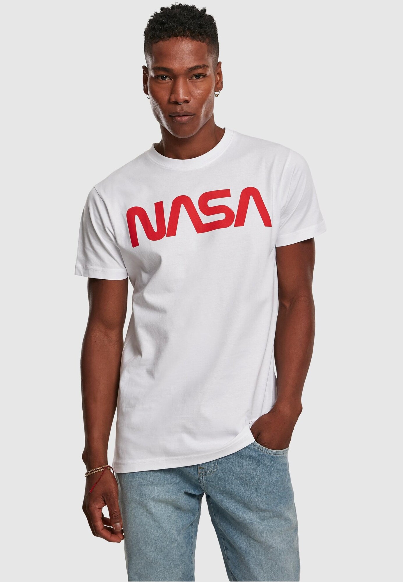 Mister Tee Póló 'NASA Worm'  világos narancs / fehér termék 2. képe