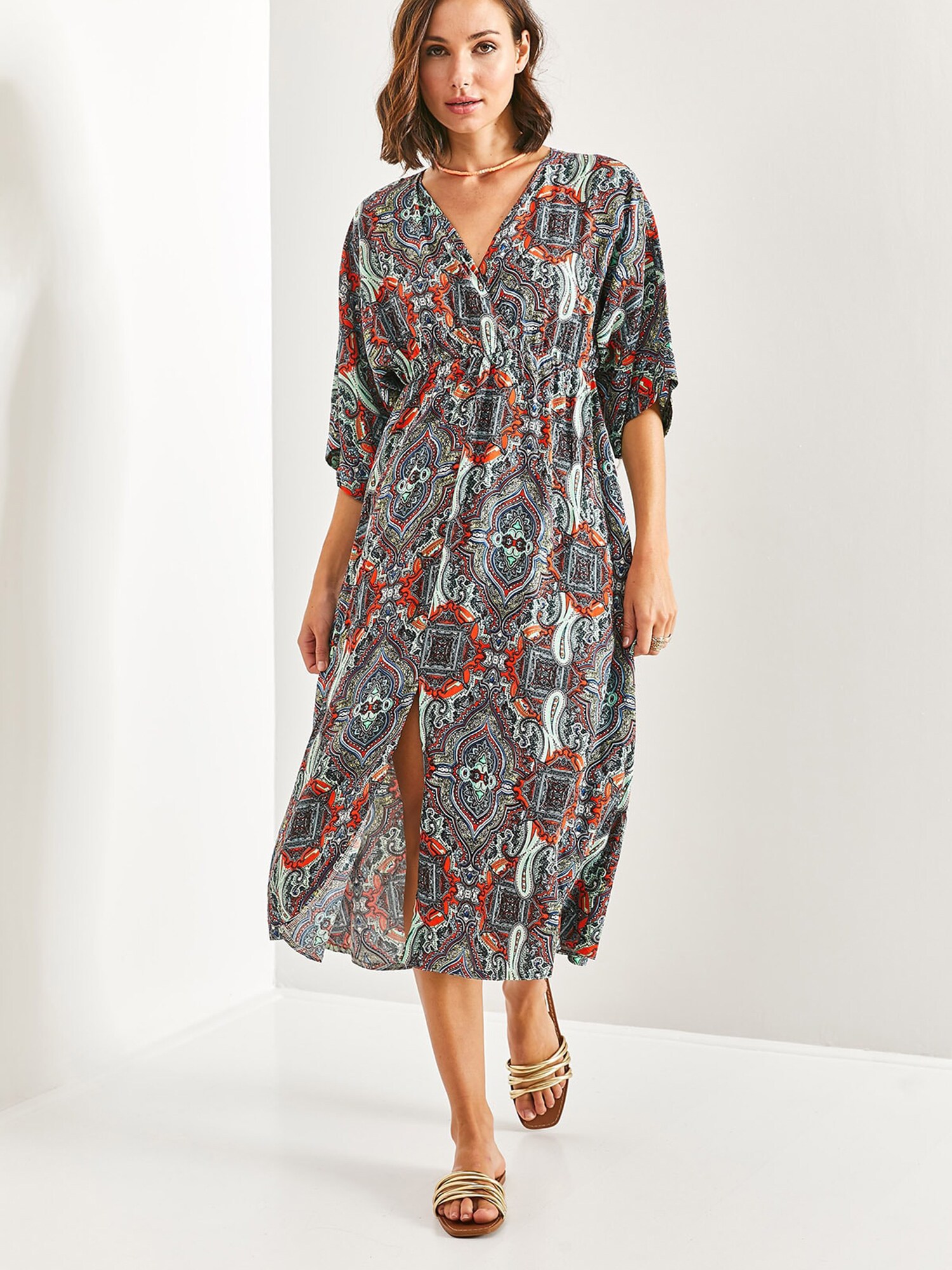 Bianco Lucci Rochie  turcoaz / roșu / negru / alb