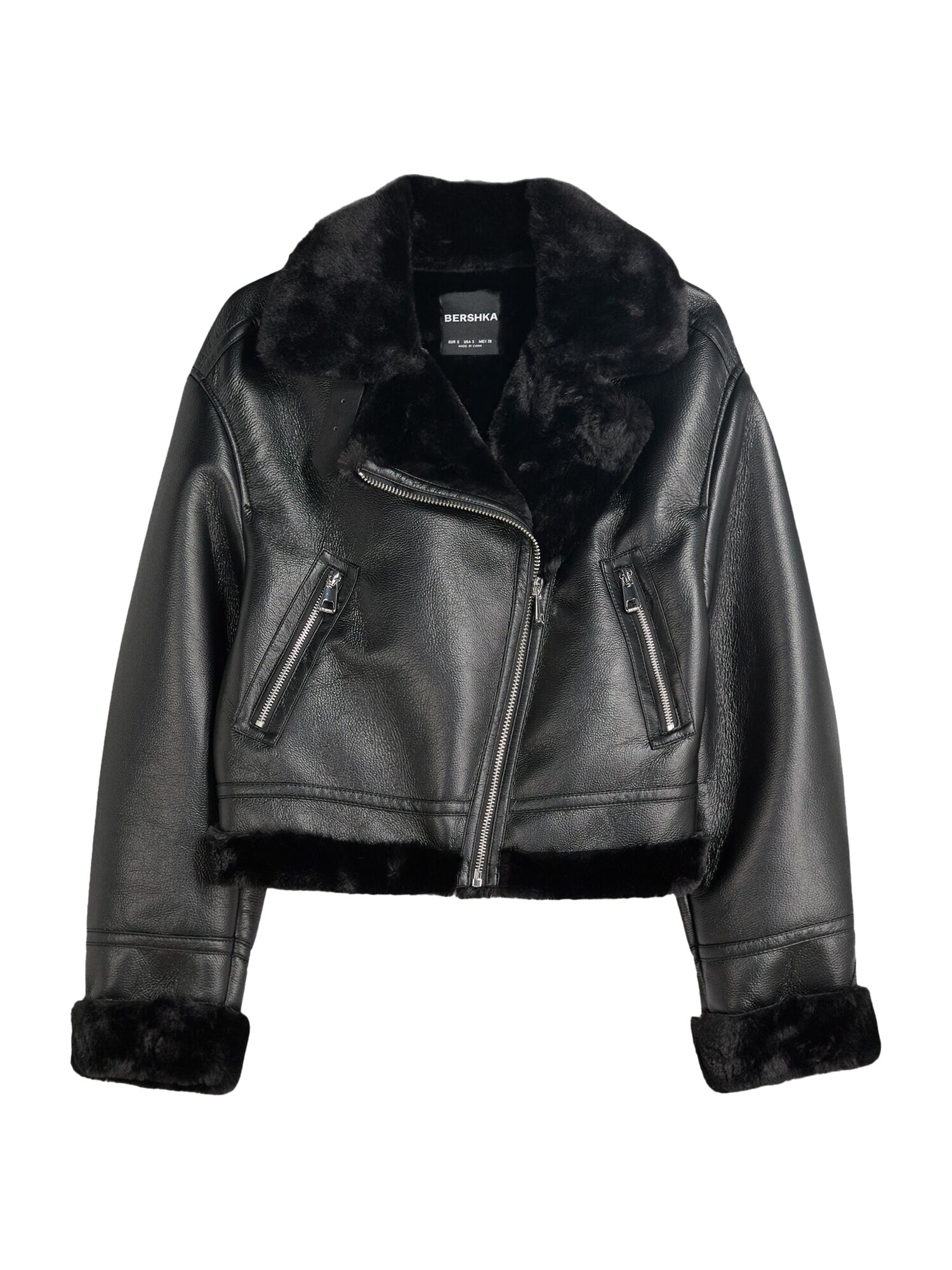 Bershka Geacă de primăvară-toamnă  negru