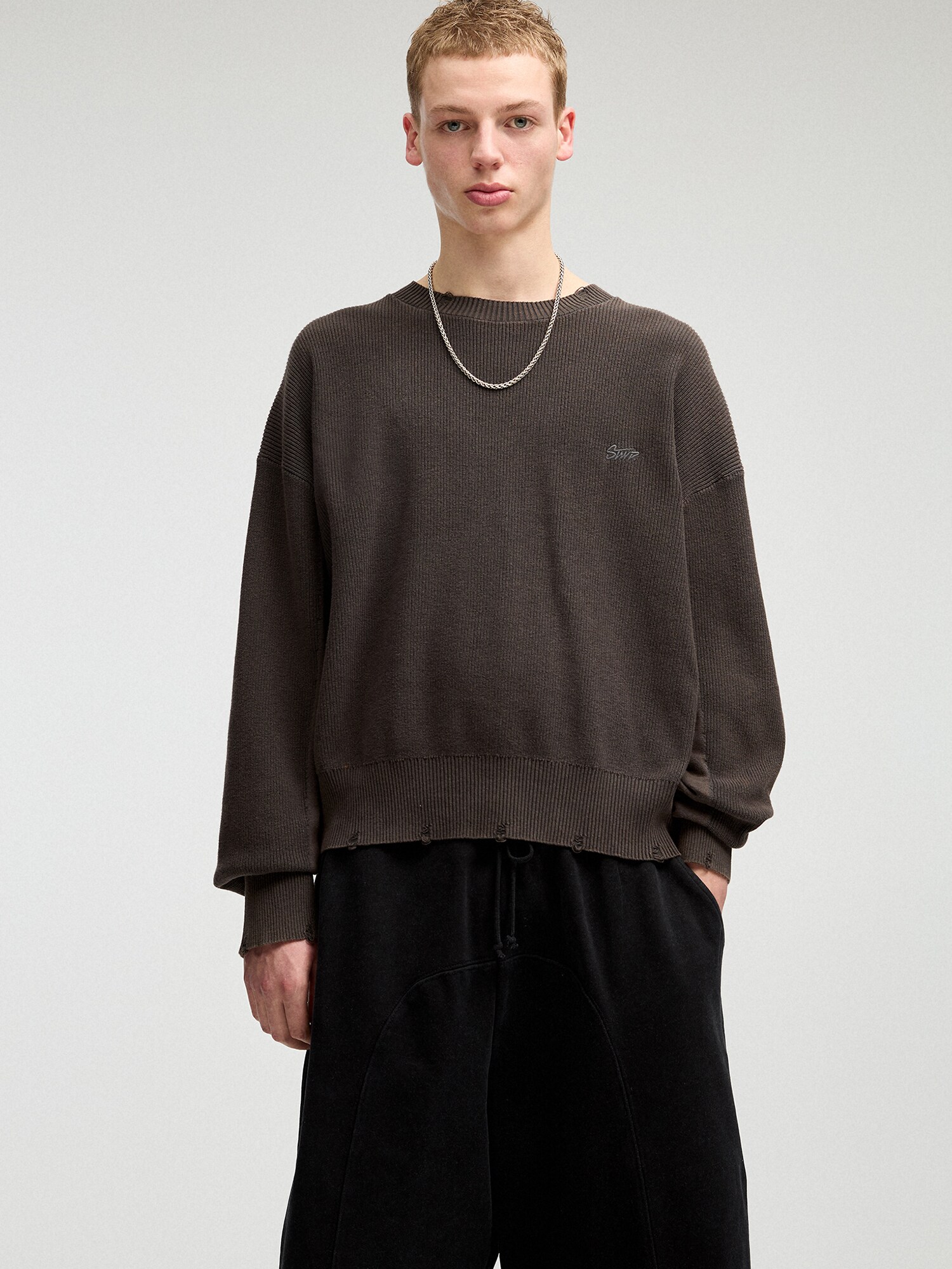 Pull&Bear Pulóver 'STWD'  antracit / fekete termék 2. képe
