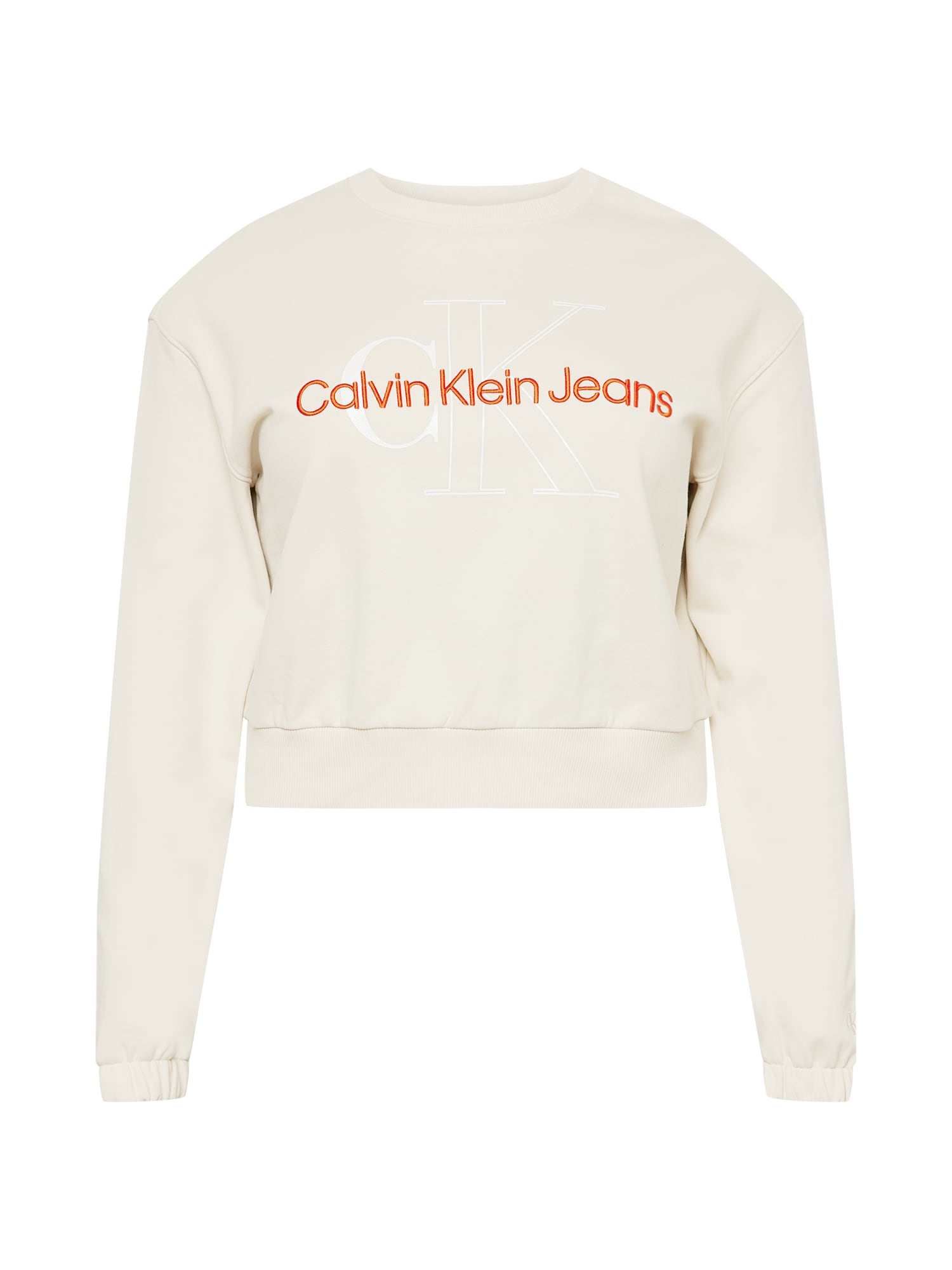 Calvin Klein Jeans Curve Megztinis be užsegimo smėlio spalva / oranžinė / balta