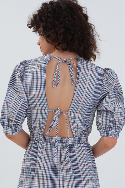 Felise Tie Back Multi Check Midi Dress