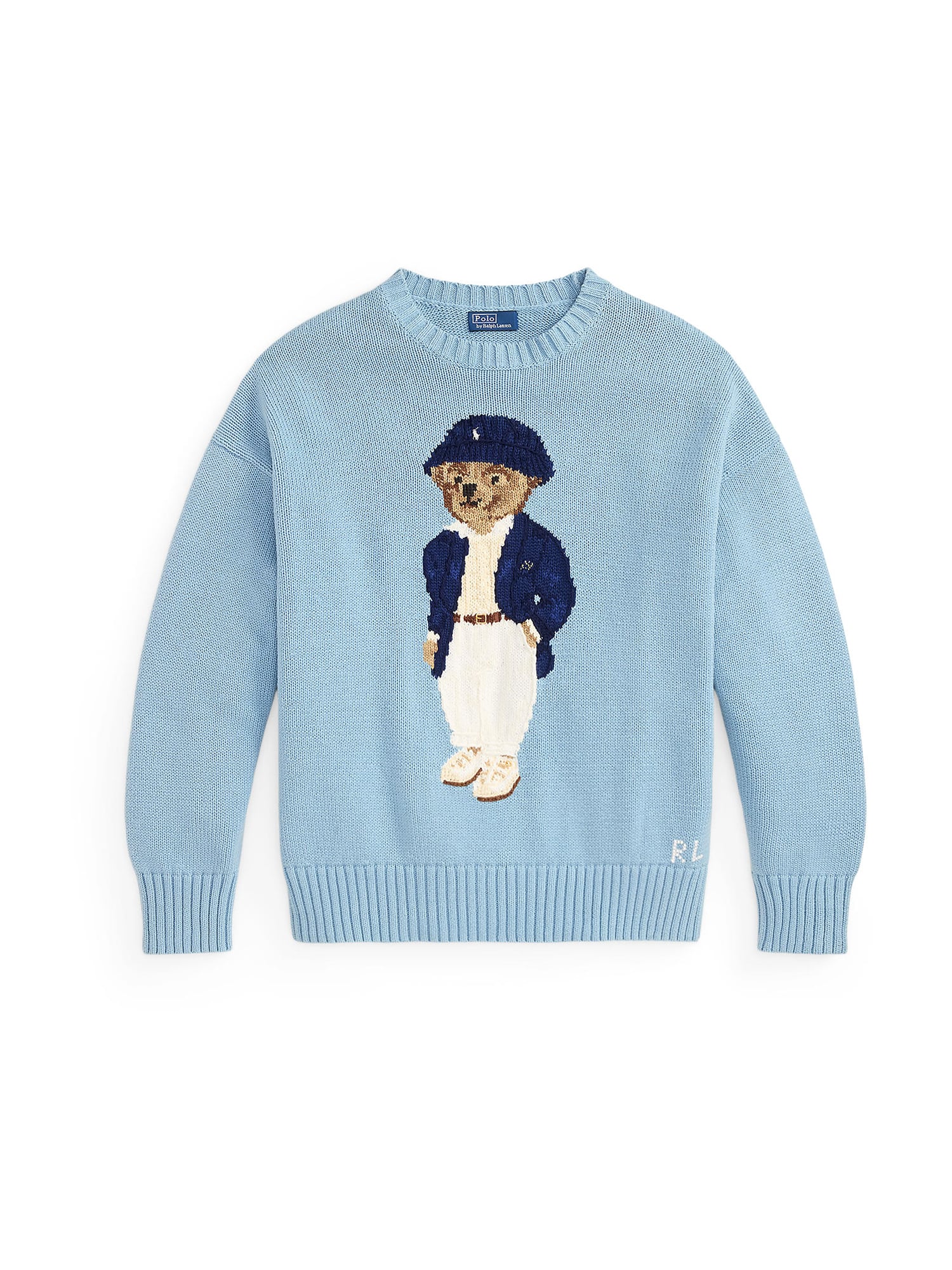 Polo Ralph Lauren Pulover 'BEAR'  mornarsko plava / svijetloplava / brokat / bijela