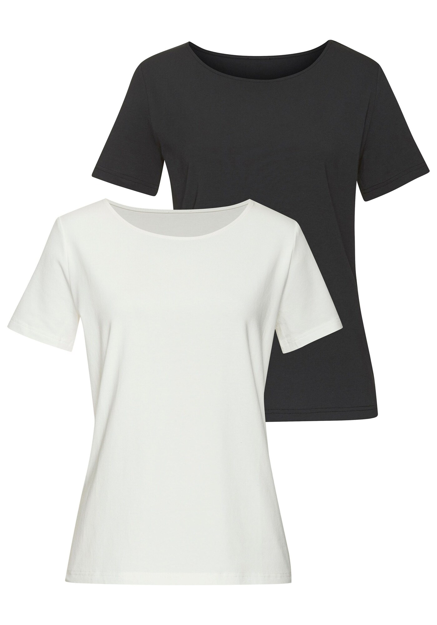 LASCANA Tricou  negru / alb