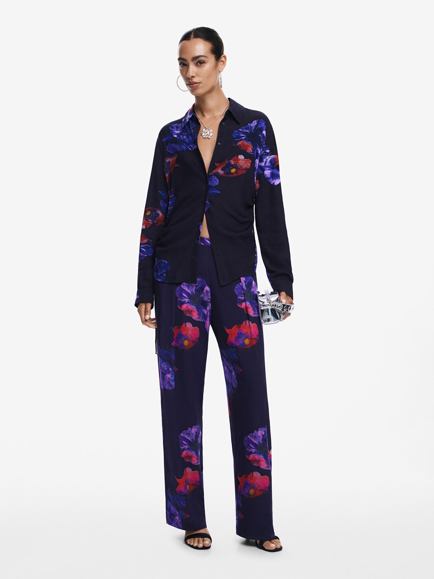 Desigual Blúz  sötétlila / piros / fekete termék 2. képe