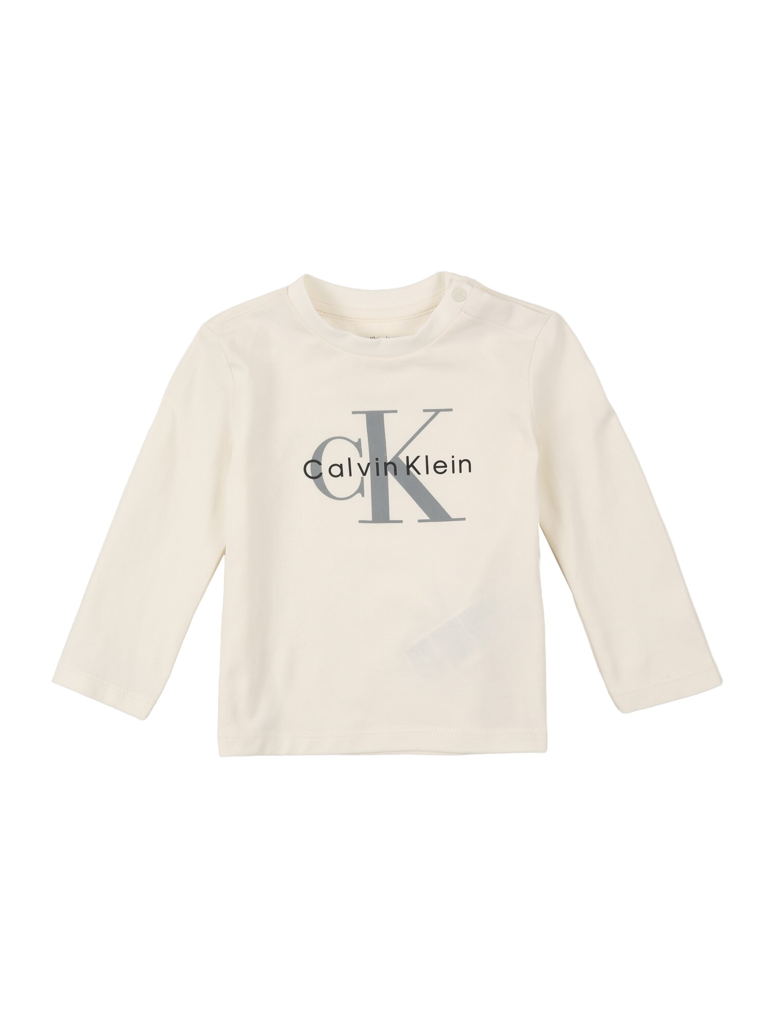 Calvin Klein Jeans Tricou 'Newborn Long Sleeve Logo'  bej / negru / alb