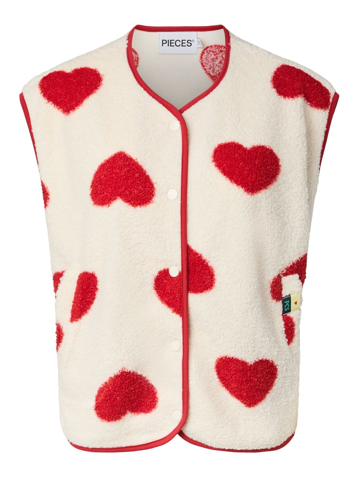 PIECES Chaleco  beige / rojo