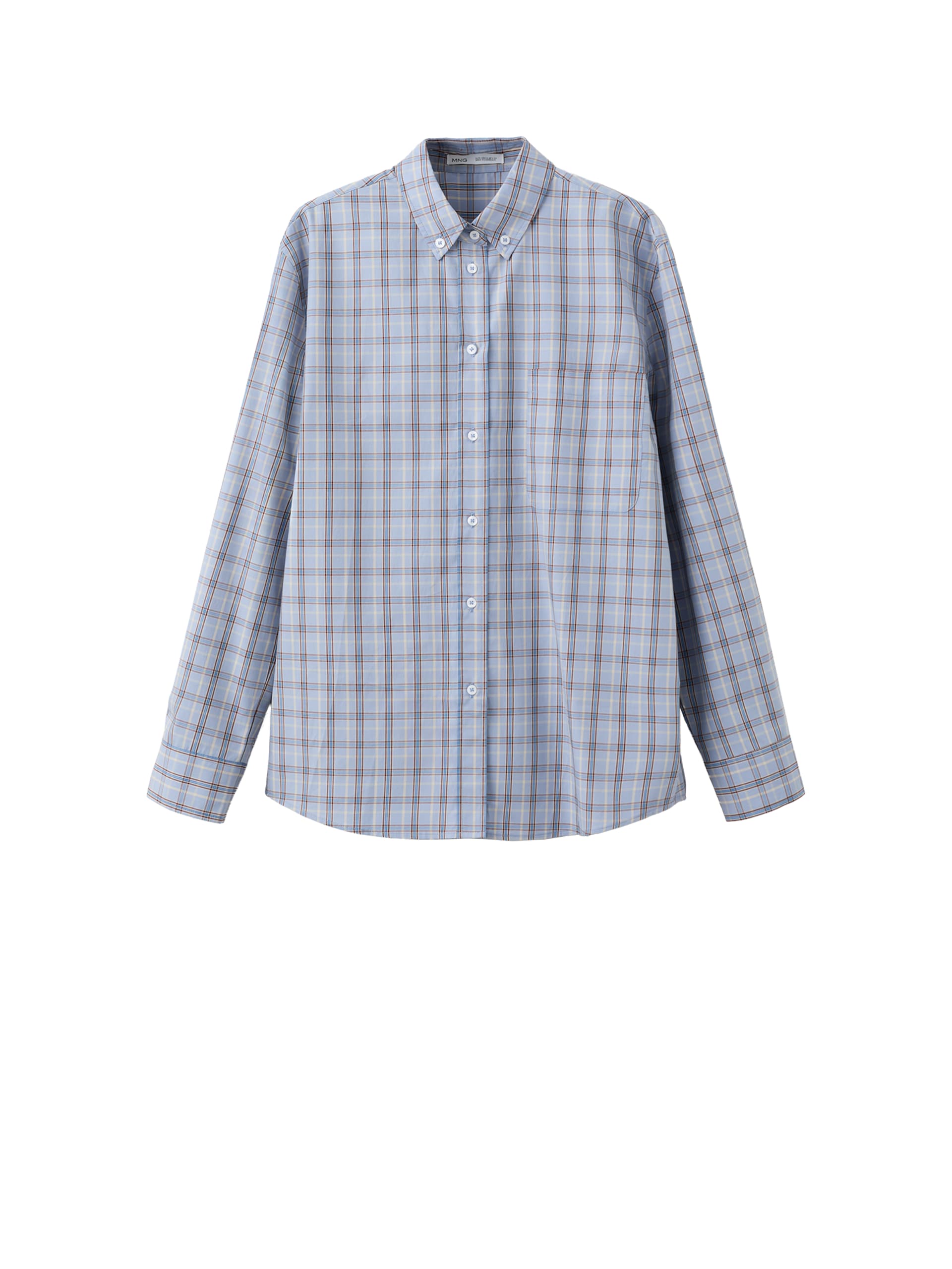 MANGO Blus 'CUMIN' blå / pastellblå / brun dam