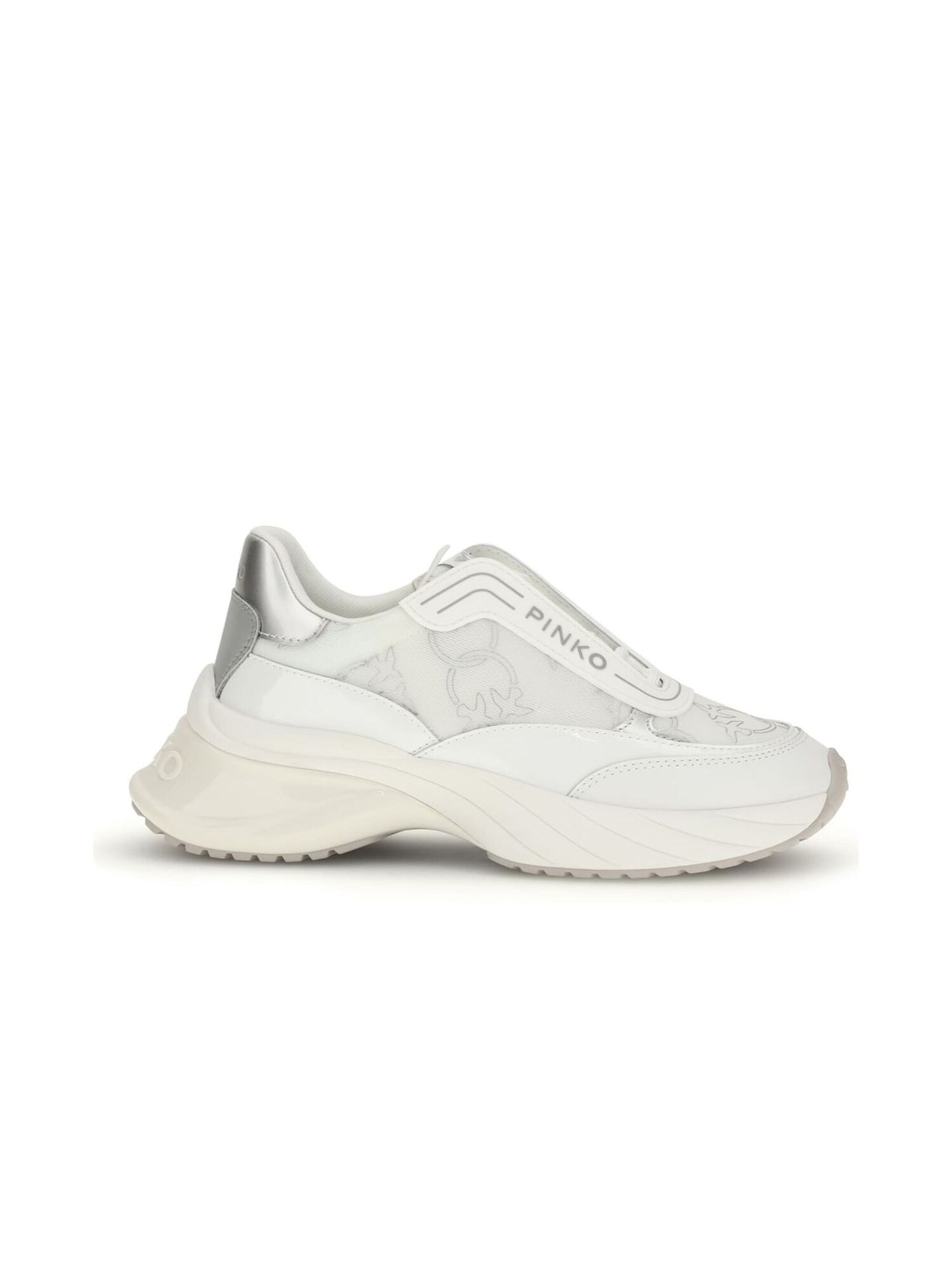 PINKO Zapatillas deportivas bajas 'Ariel 19 - Sneaker Calf Leather/Patent/Monogram Net' blanco – imagen 2