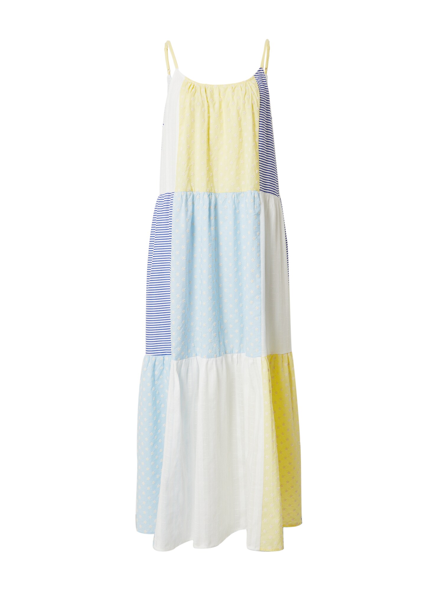 FRNCH PARIS Vestido de verão 'SACHA'  azul real / azul claro / limão / branco