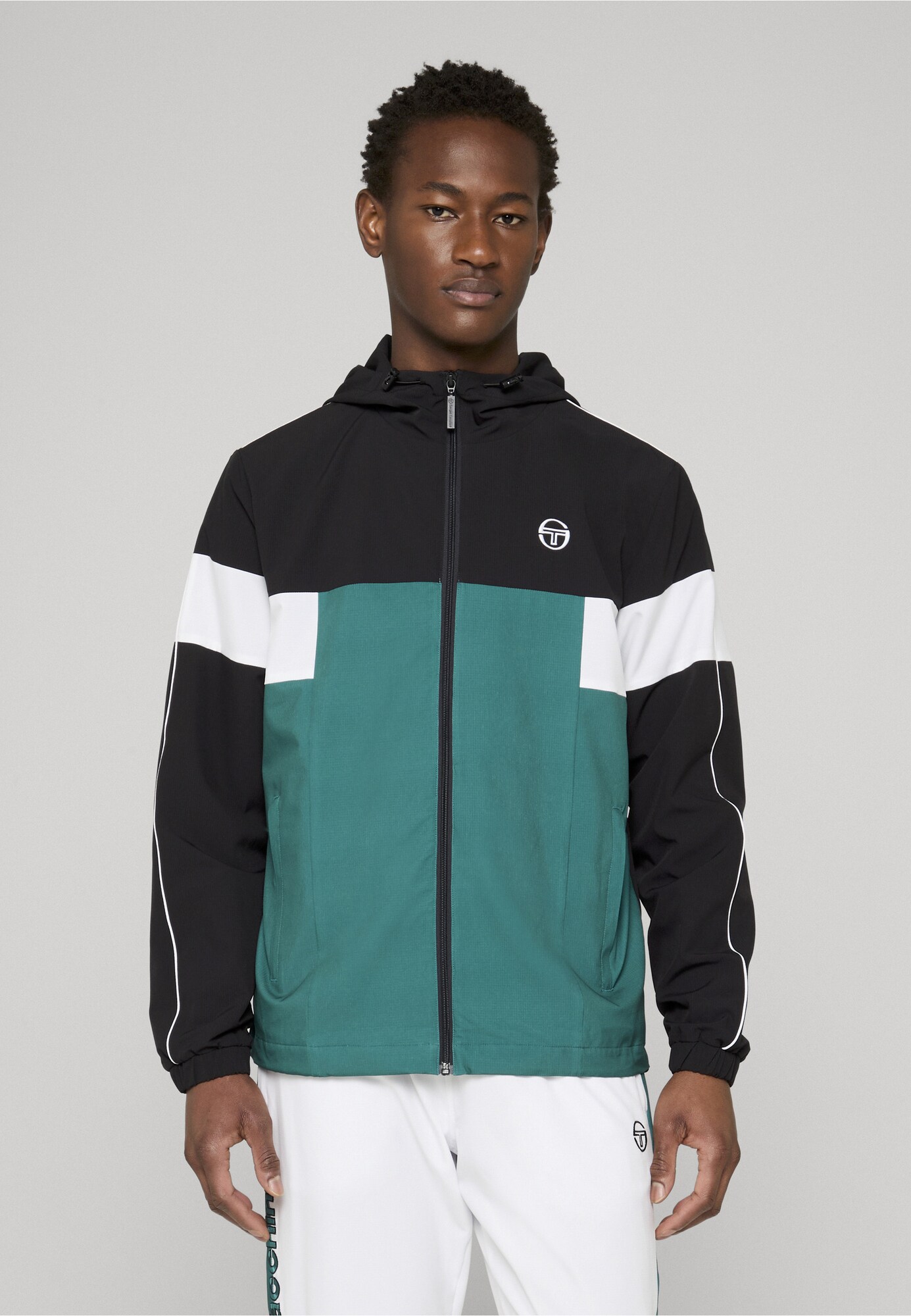 Sergio Tacchini Chaqueta de chándal petróleo / negro / blanco – imagen 3