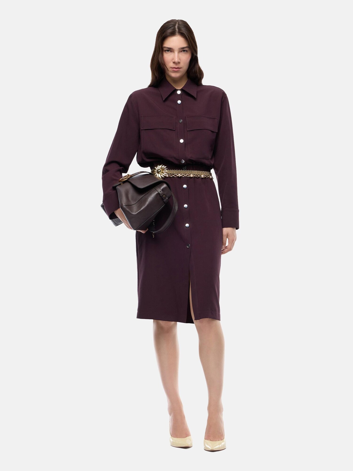 PINKO Vestido 'PINKO ARUM ABITO FLUIDO ABITO'  burdeos – imagen 4