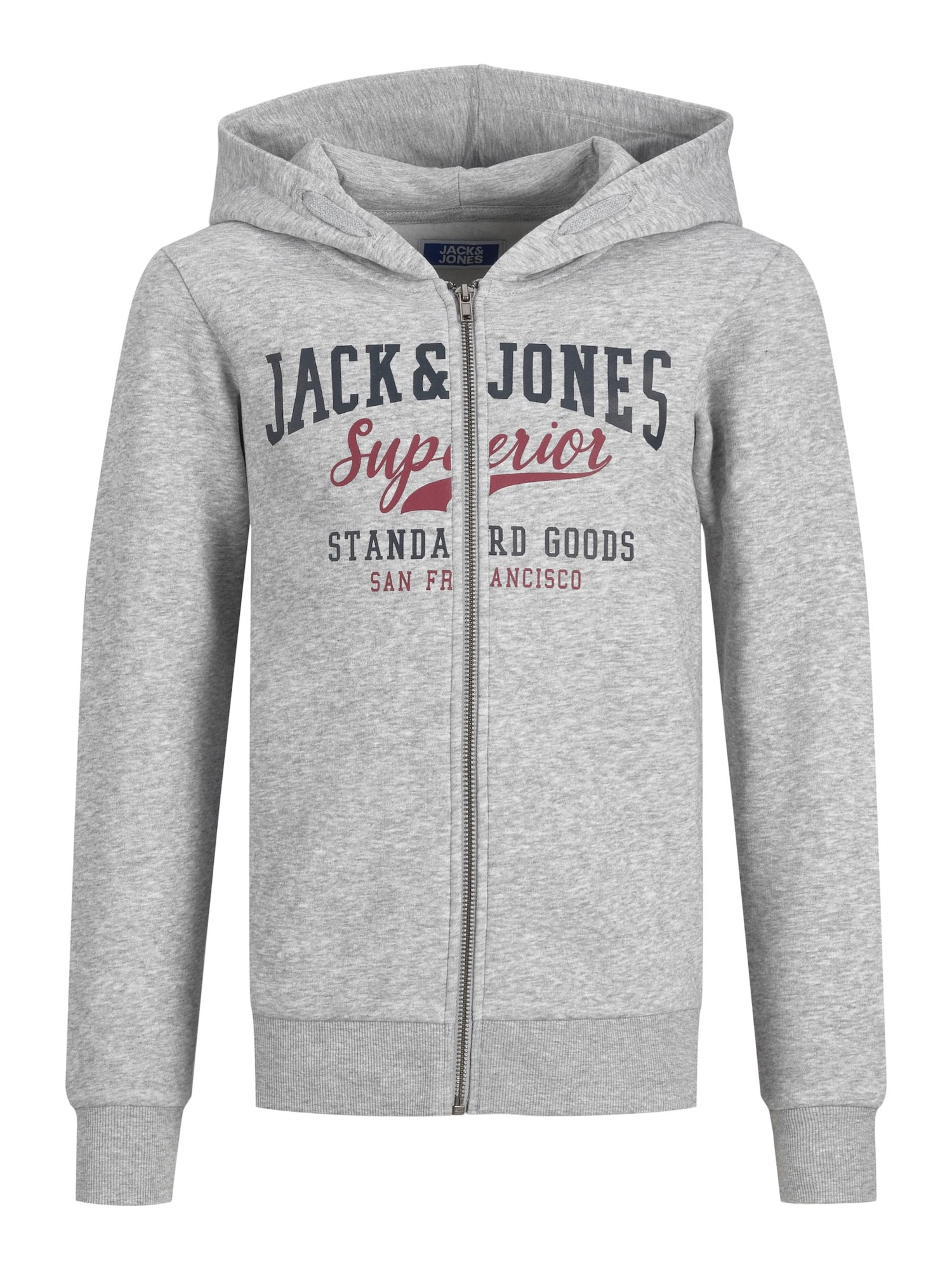 Jack & Jones Junior Суичъри с качулка  сив меланж / червено / черно