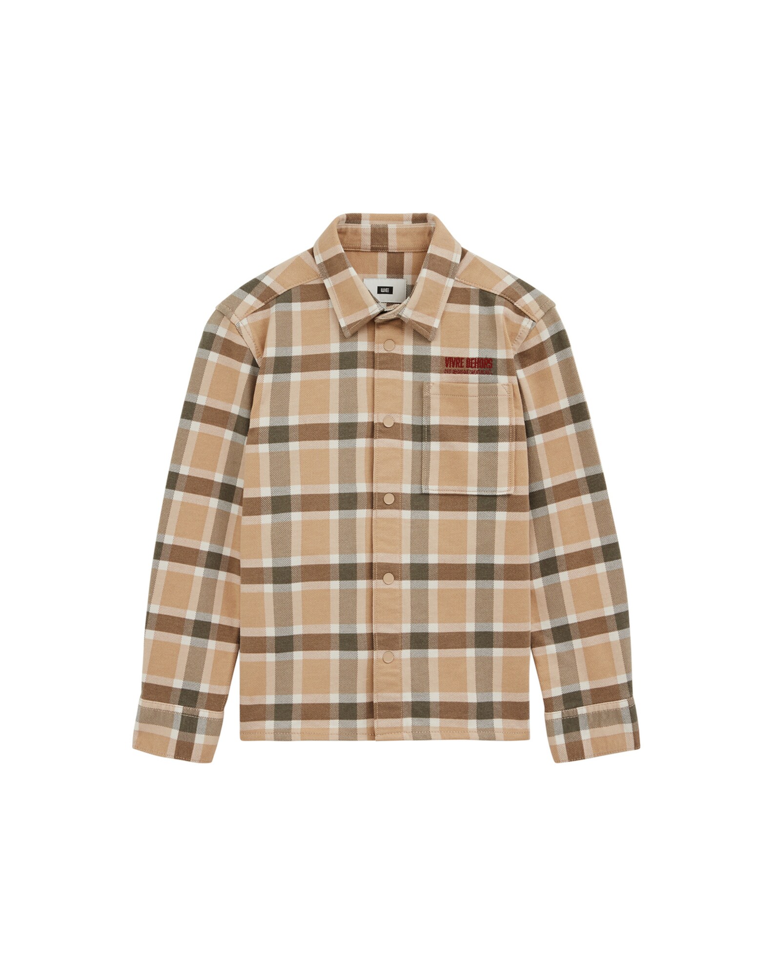 WE Fashion Košeľa  béžová / hnedá / svetlosivá / tmavosivá