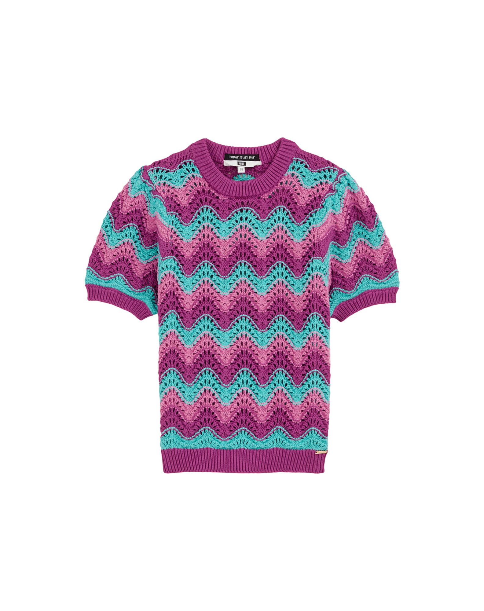 WE Fashion Pulóver  türkiz / lila / világoslila akciós termékkép 1