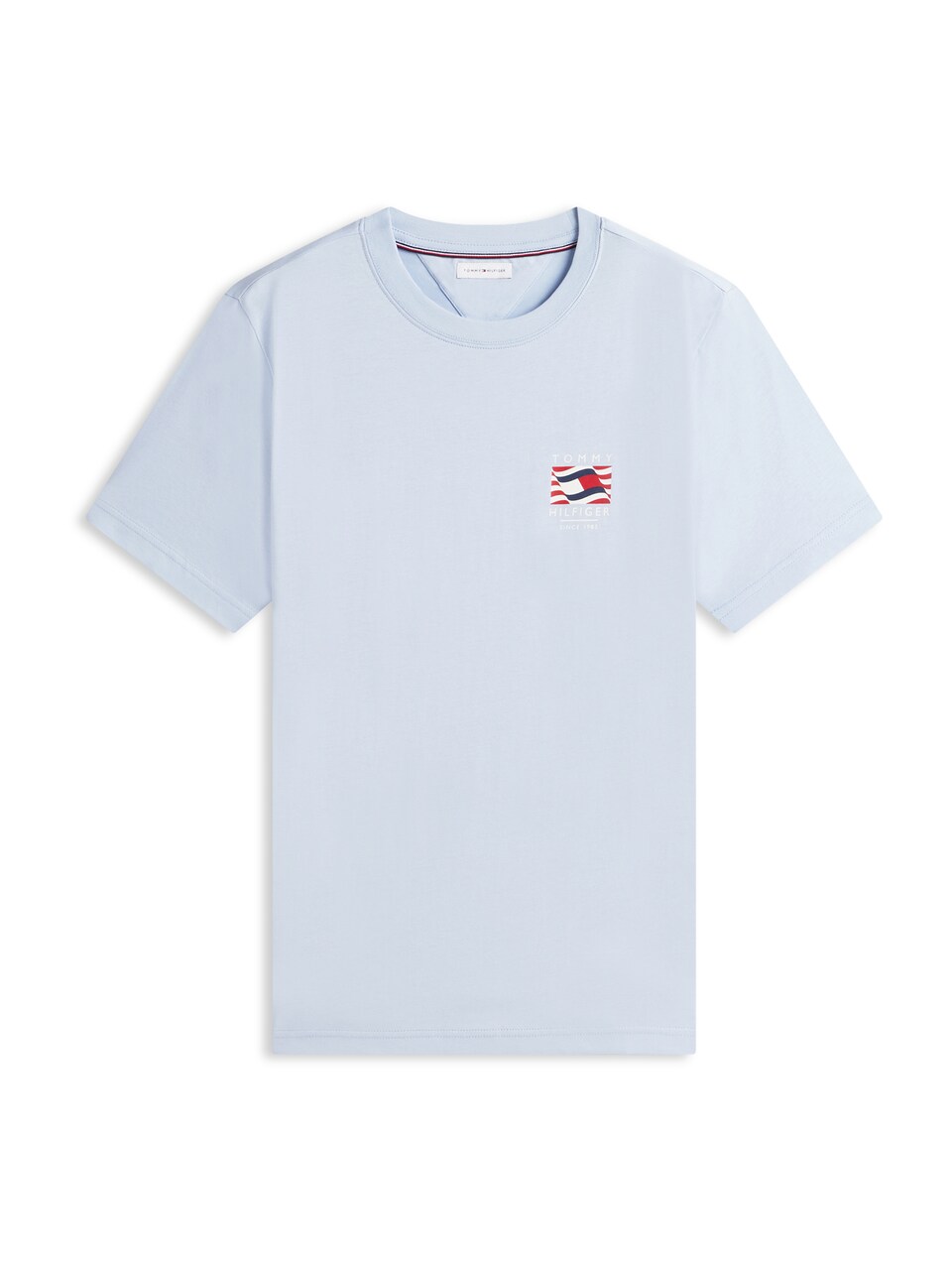 T-shirt 'Wavy Flag' pastellblå / mörkblå / röd