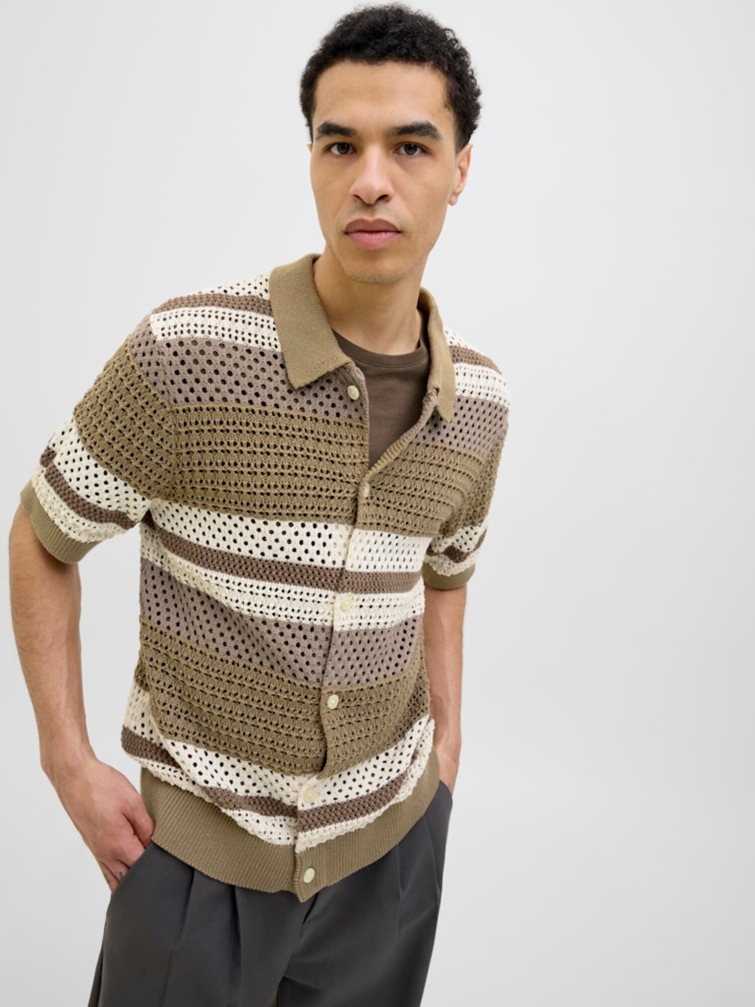 Jack & Jones Premium Kardigán 'JPRBluwilmer' béžová / hnedá / olivová (obrázok 3)