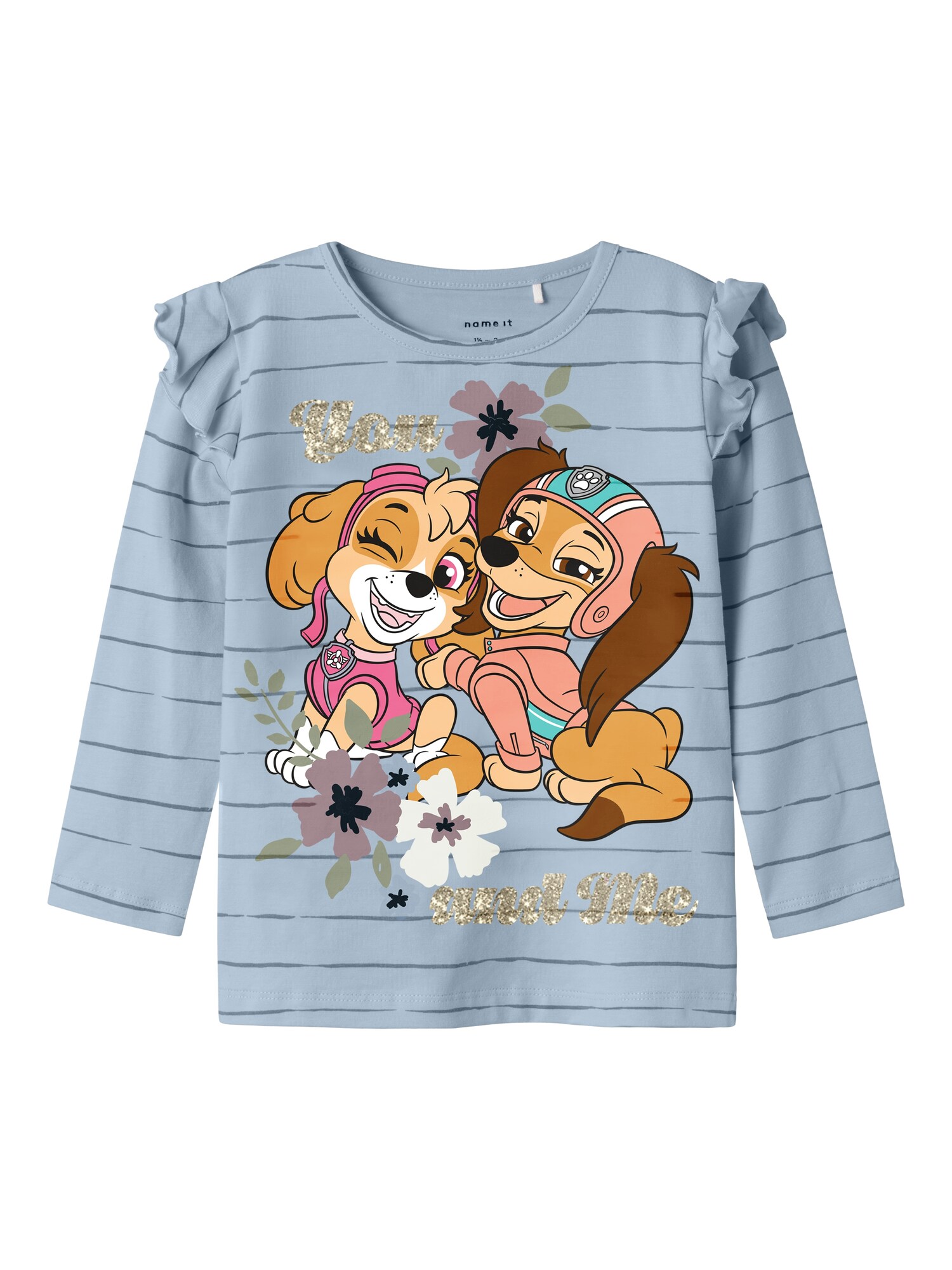 NAME IT Póló 'NMFJULIA PAW'  tengerészkék / galambkék / barna / konyak akciós termékkép 1